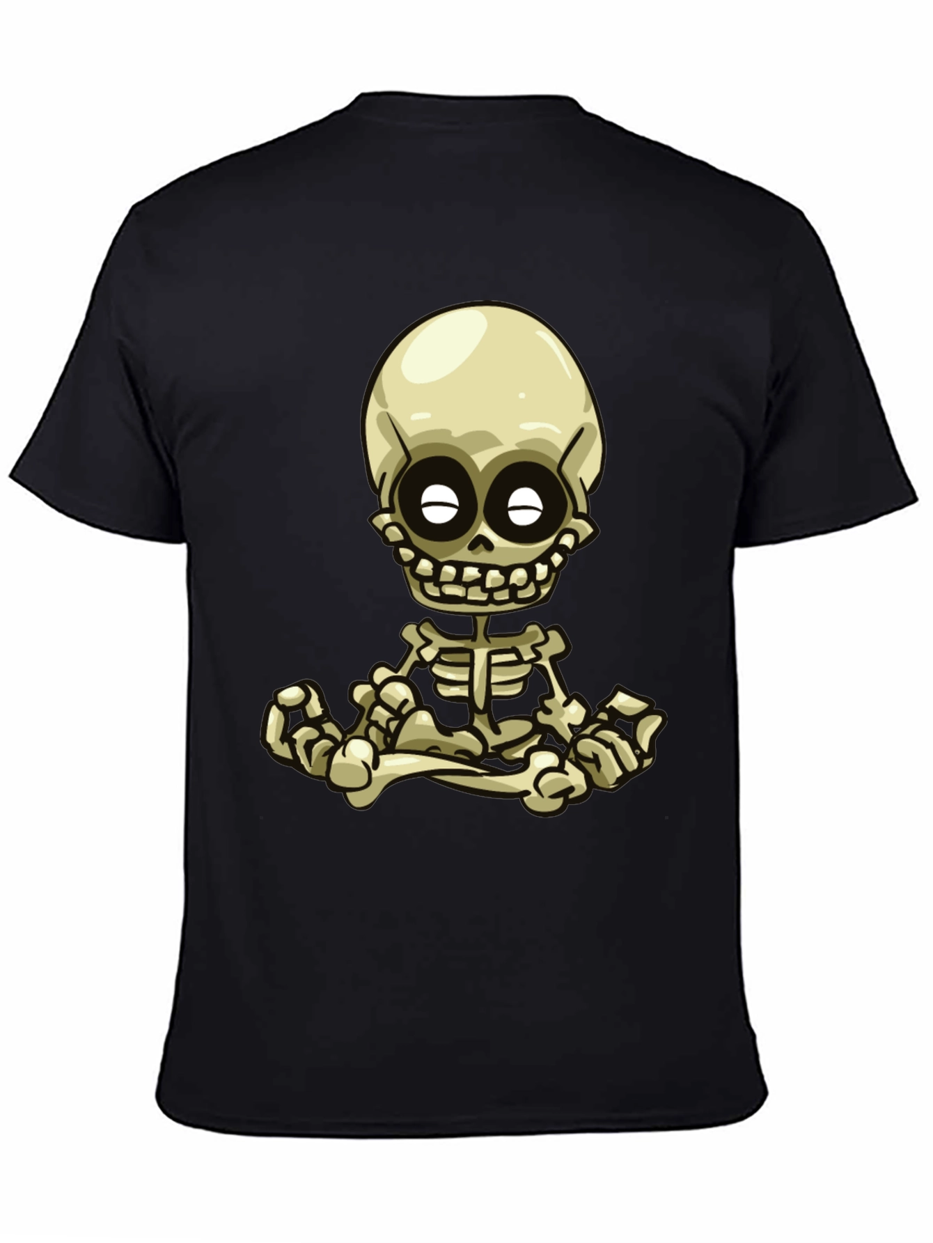 Black Cartoon Skeleton Graphic Tee - Black view 4
