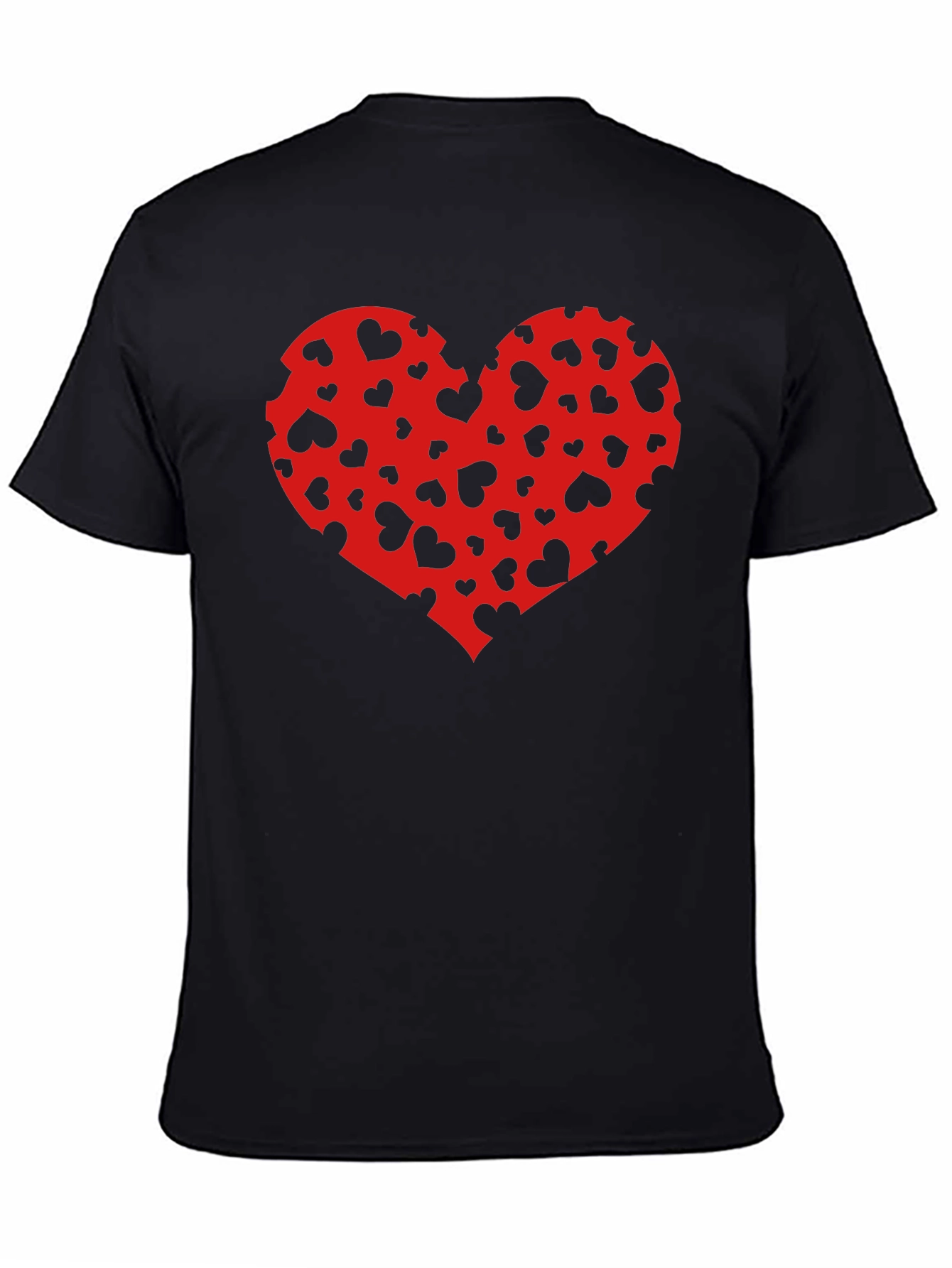Black Heart Pattern Black T-Shirt view 4