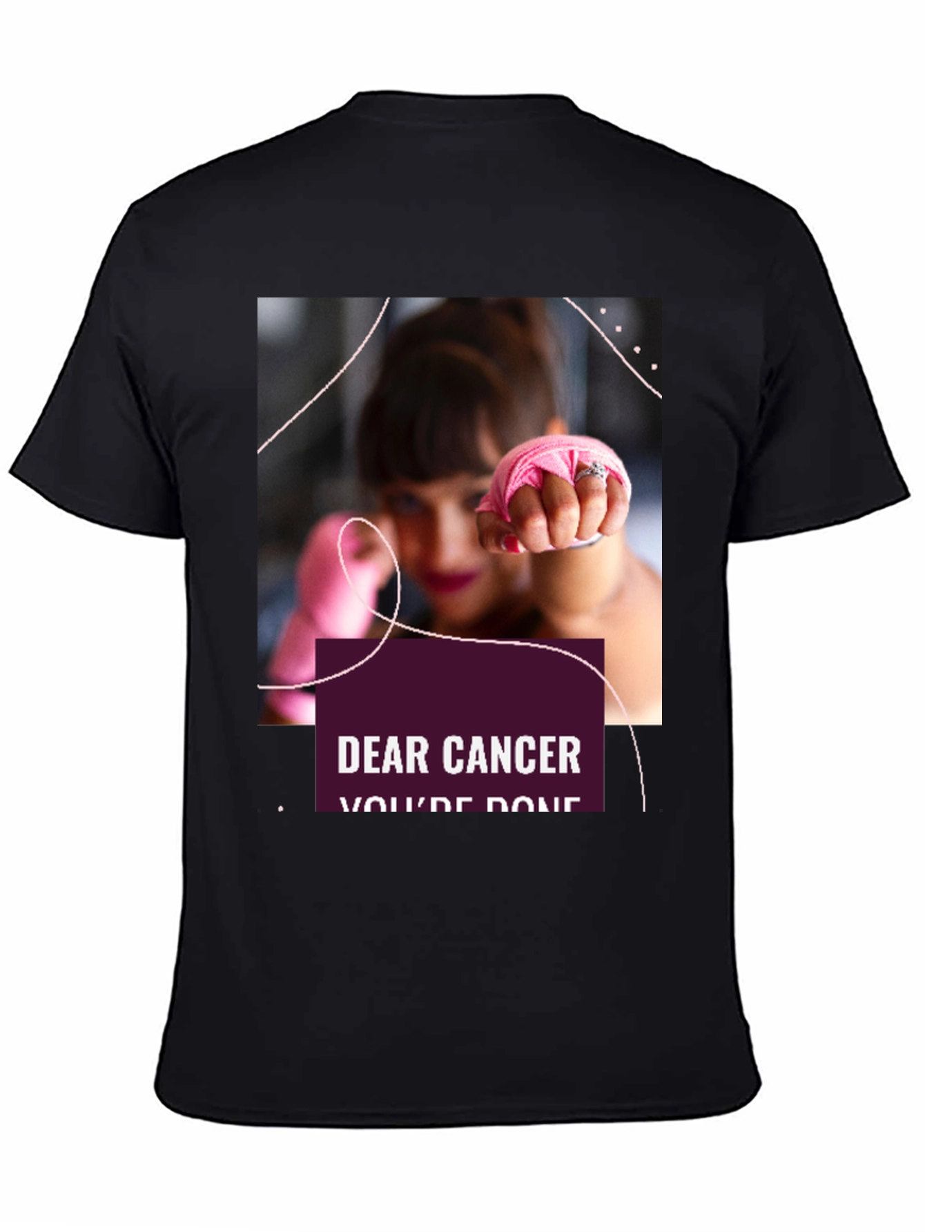 Black Dear Cancer, You're Done Black T-Shirt view 4