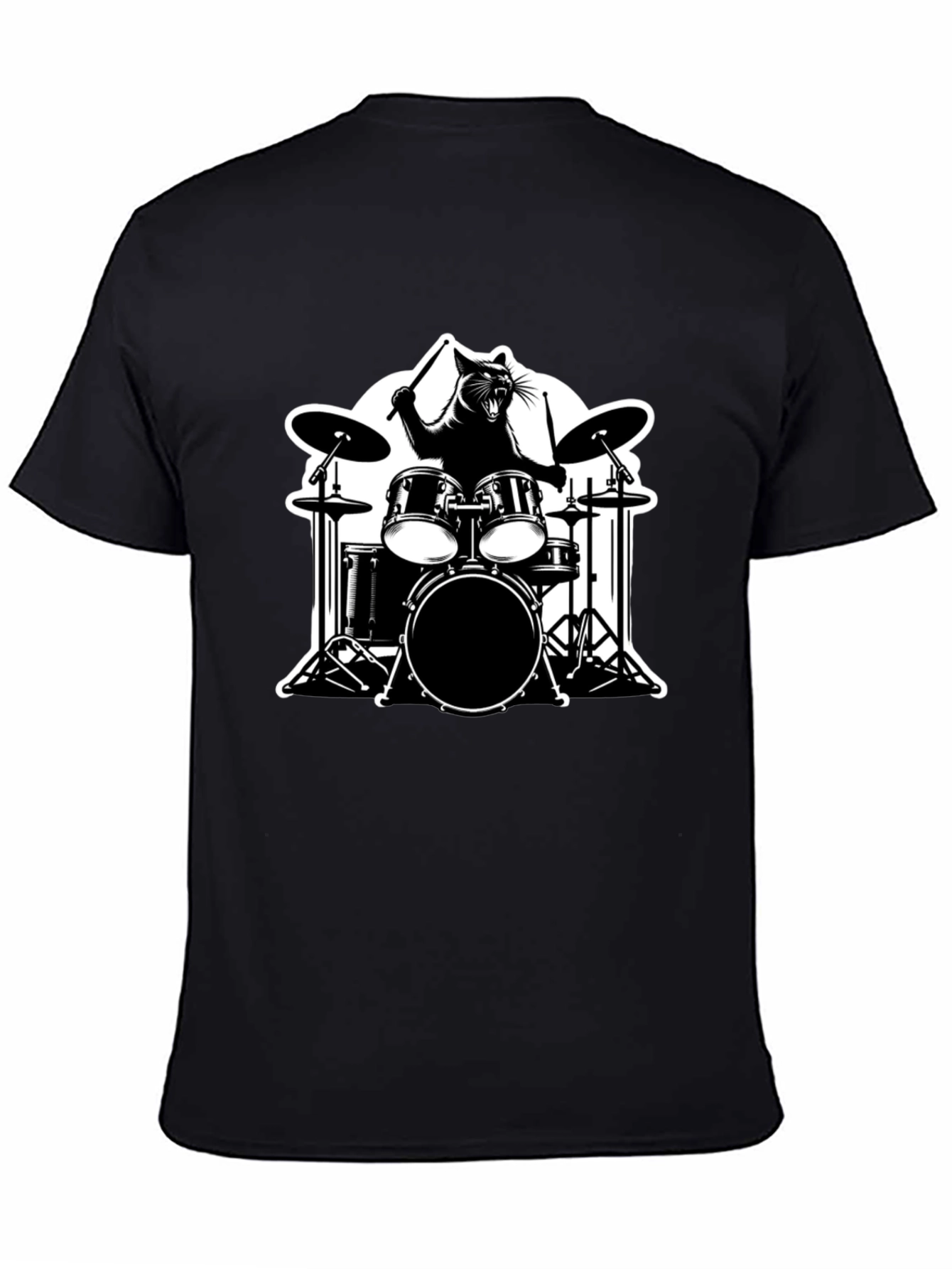 Black Cat Drummer Graphic T-Shirt view 4