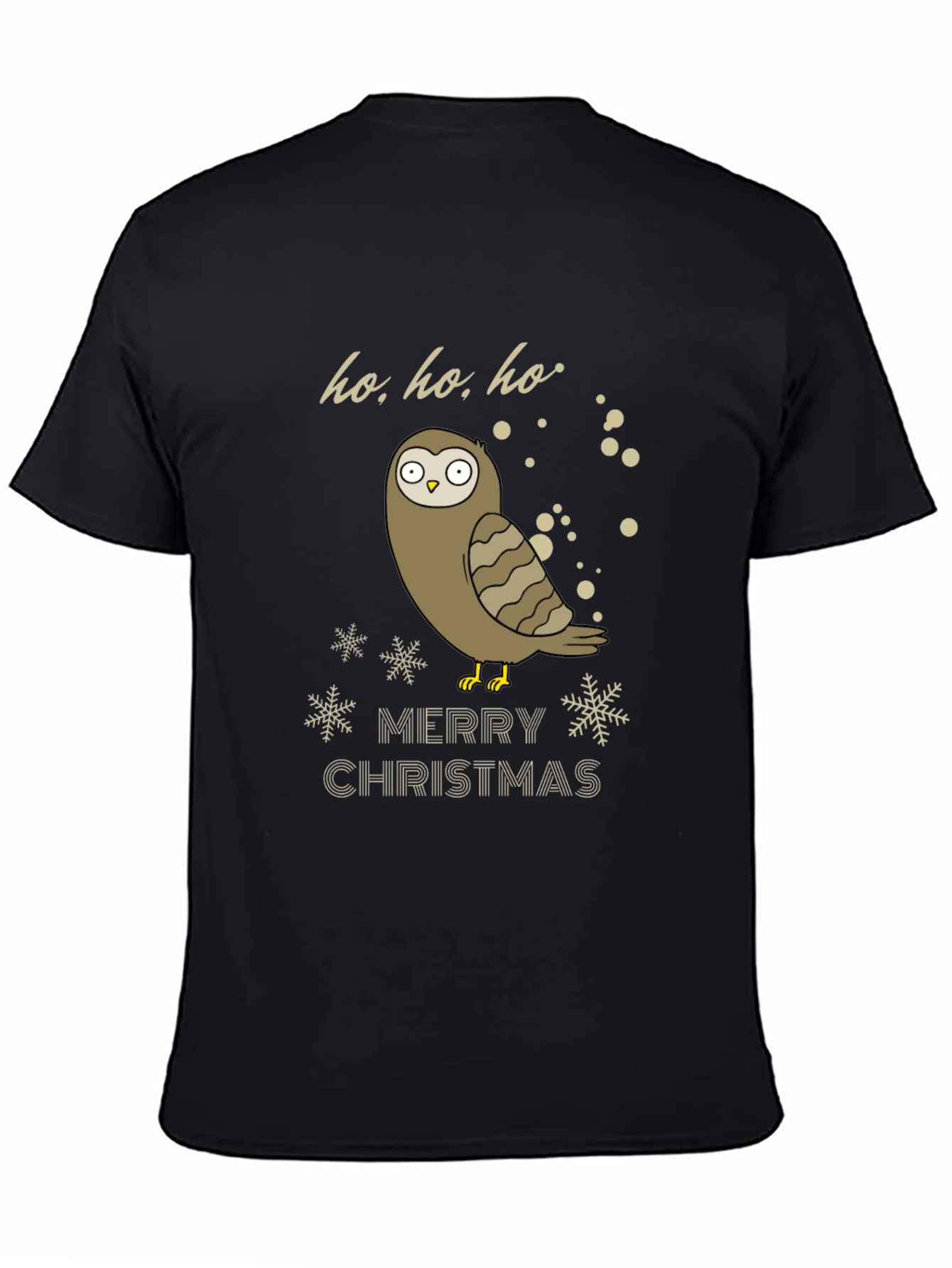 Black Owl Merry Christmas Graphic T-Shirt - Holiday Tee view 4