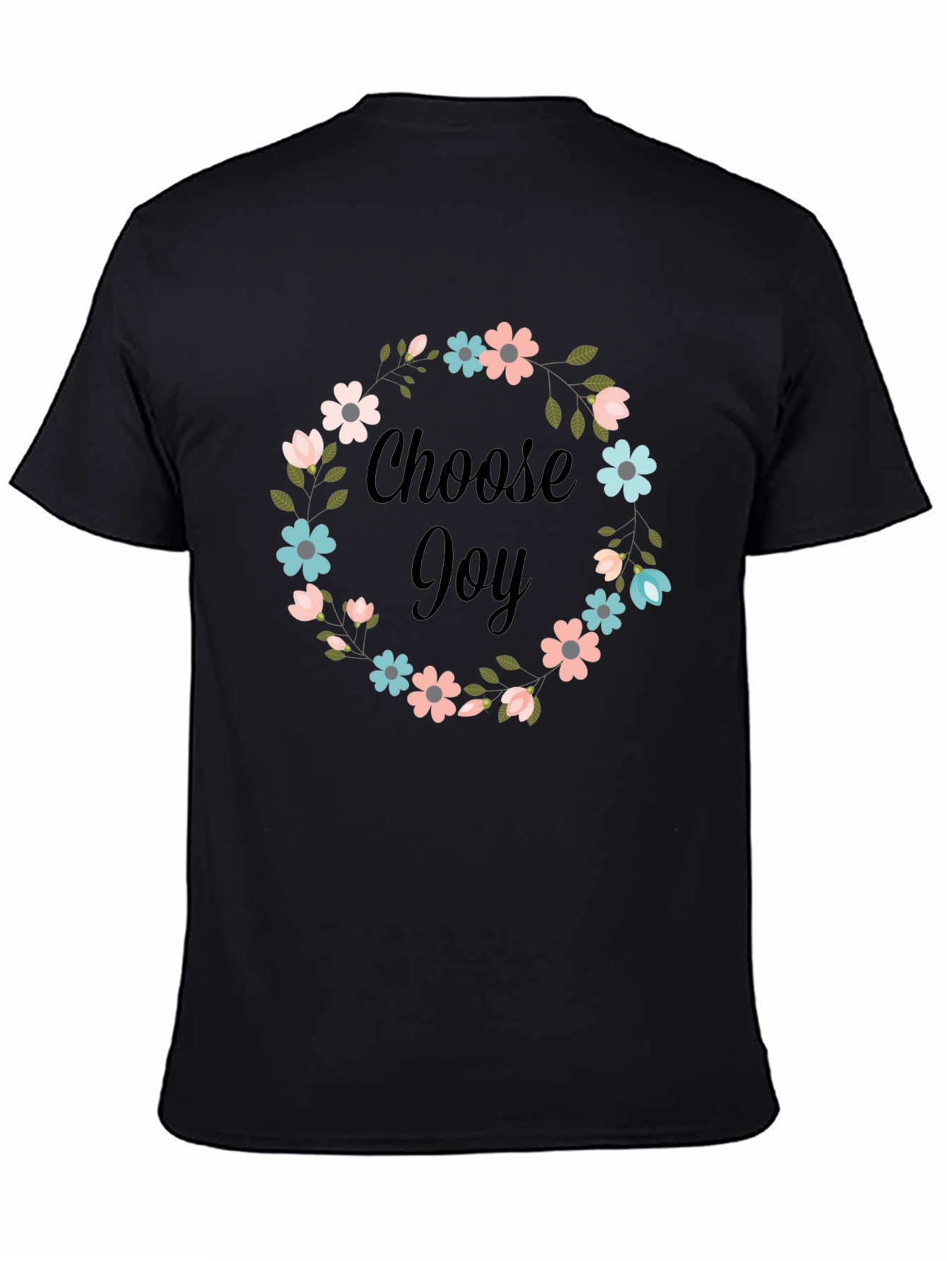 Black Choose Joy Floral Graphic T-Shirt view 4