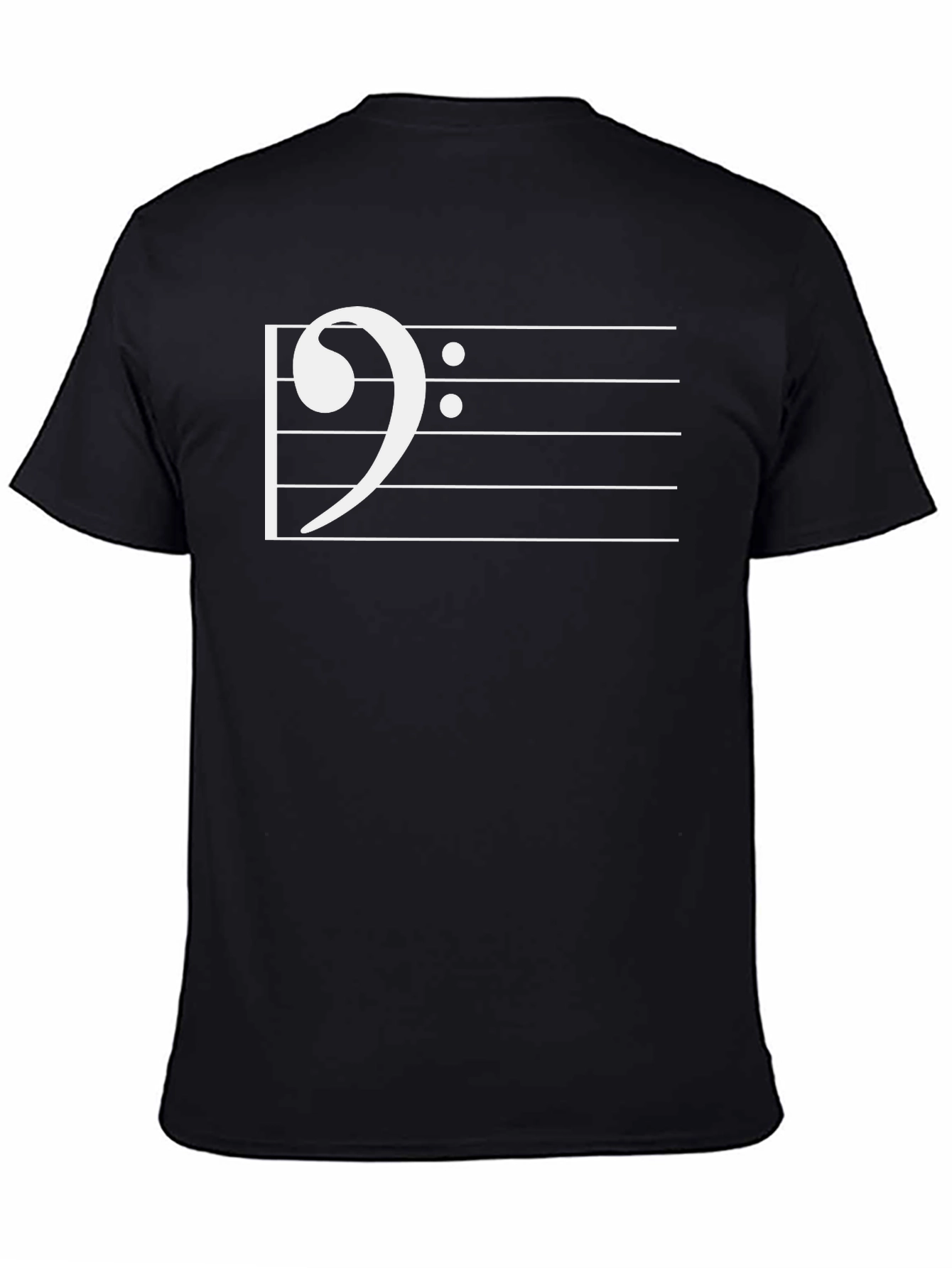 Black Bass Clef Staff Graphic T-Shirt view 4