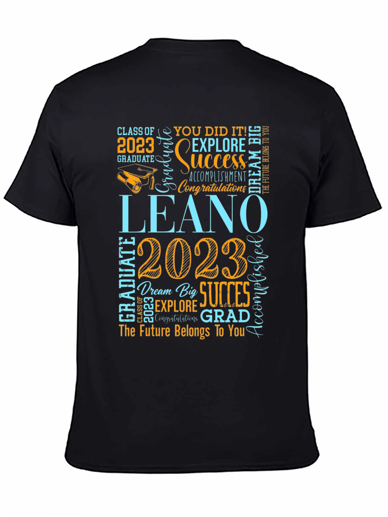 Black LEANO 2023 Graduation T-Shirt: Celebrate Success! view 4