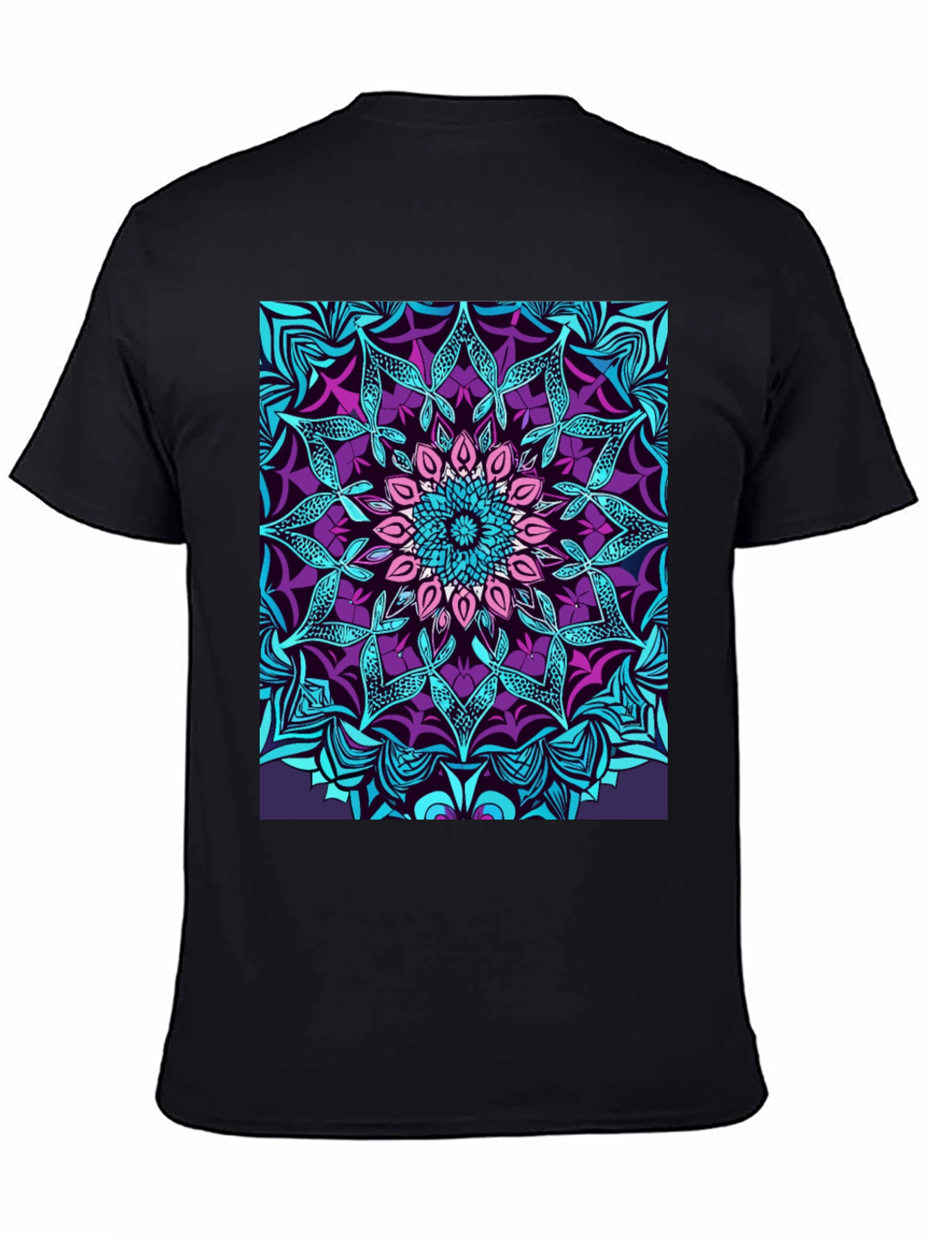Black Vibrant Mandala Graphic Tee view 4