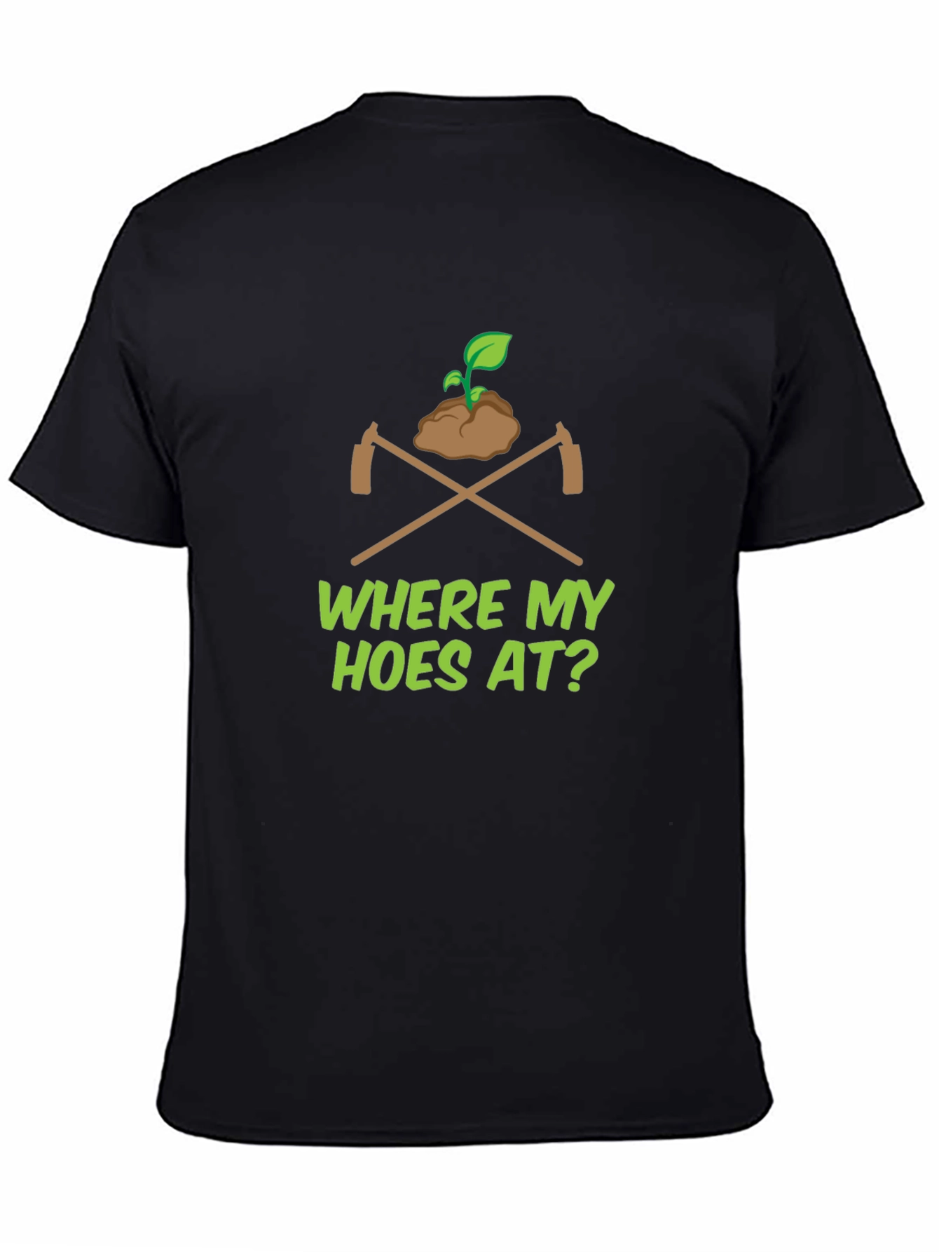 Black "Where My Hoes At?" Black Graphic Tee view 4