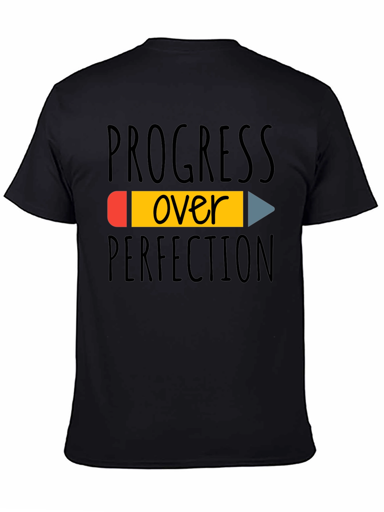 Black Progress Over Perfection T-Shirt - Inspiring Black Tee view 4