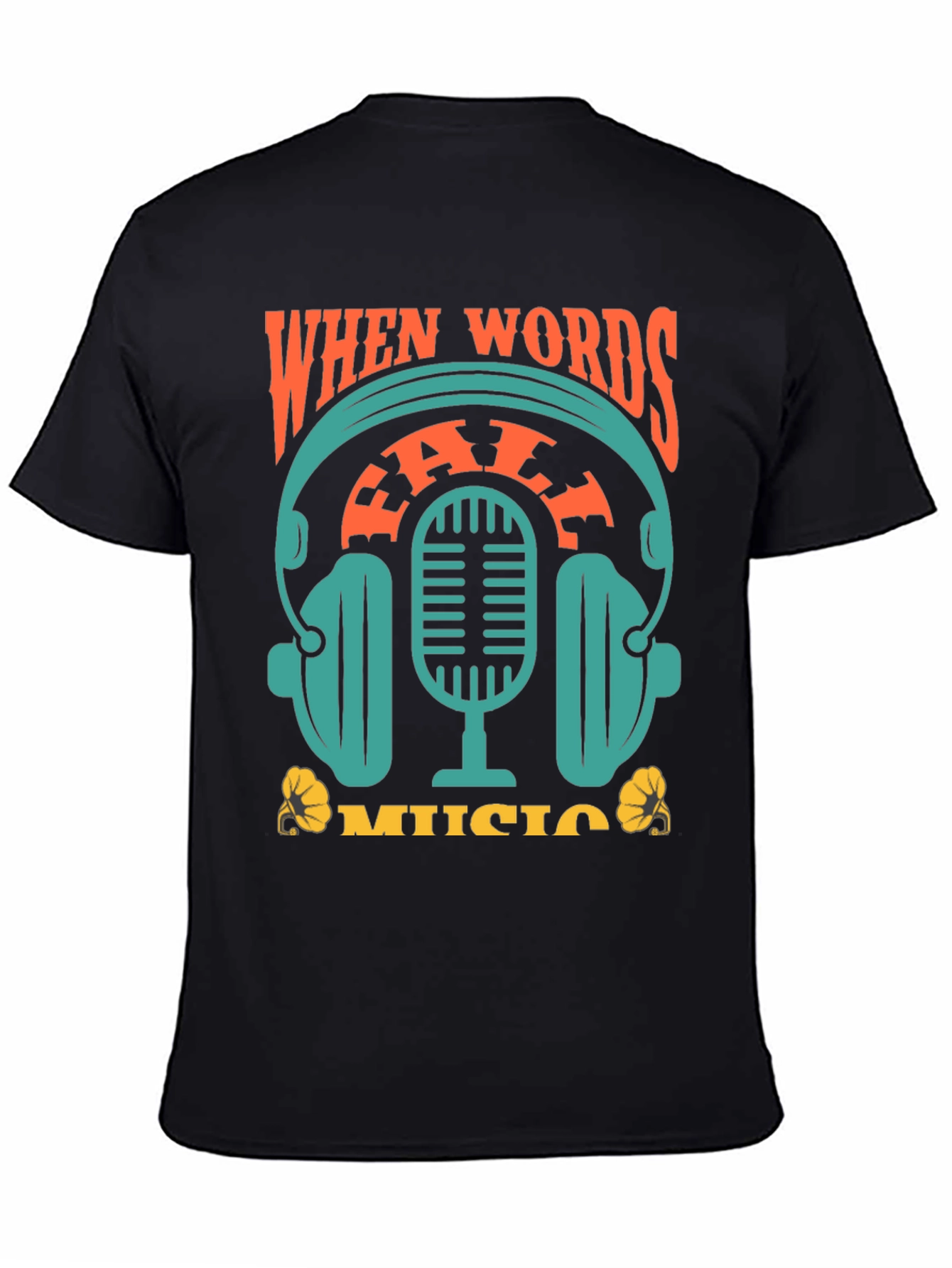 Black When Words Fail Music T-Shirt view 4