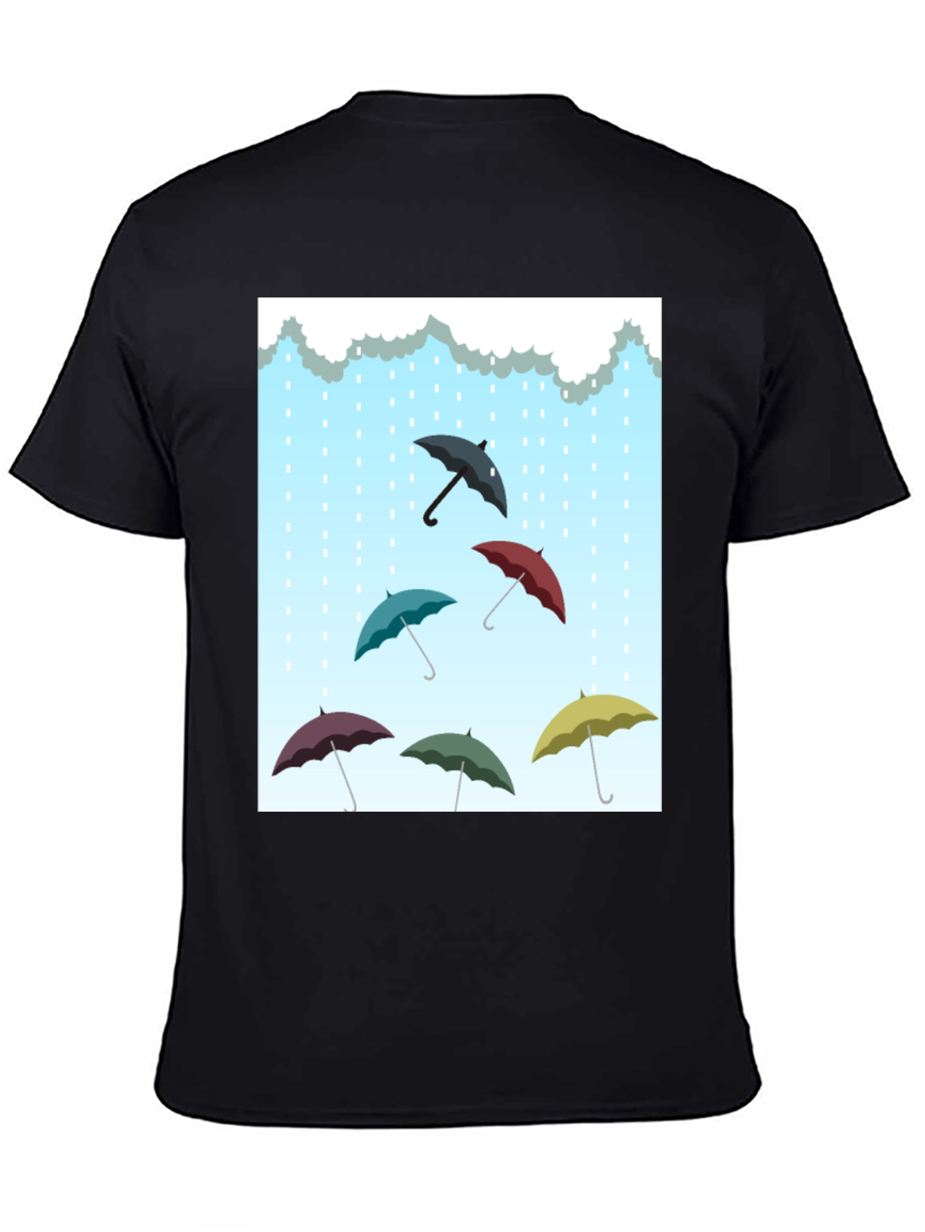 Black Umbrella Rain T-Shirt, Stylish Weather Tee view 4