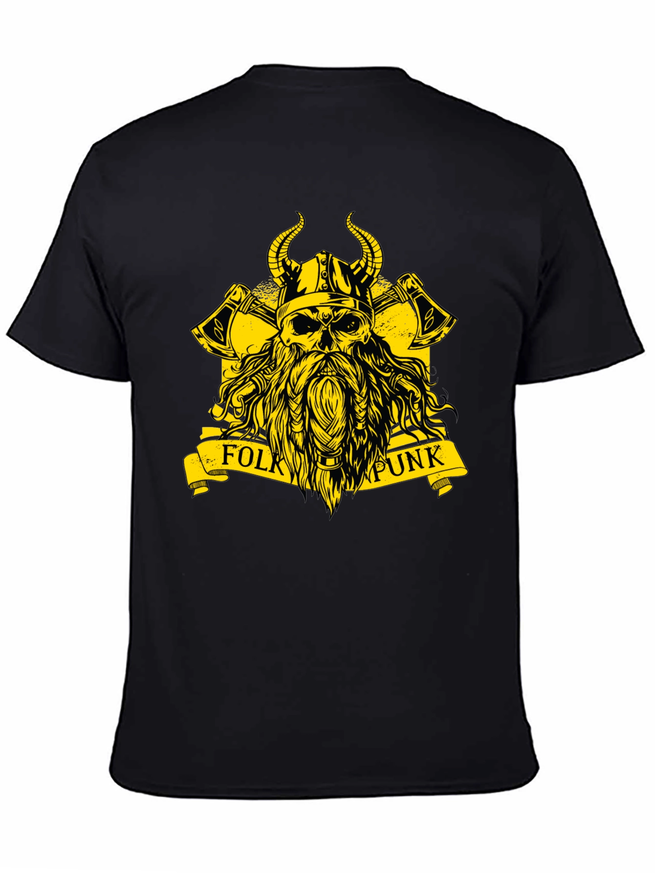 Black Folk Punk Viking Skull T-Shirt view 4