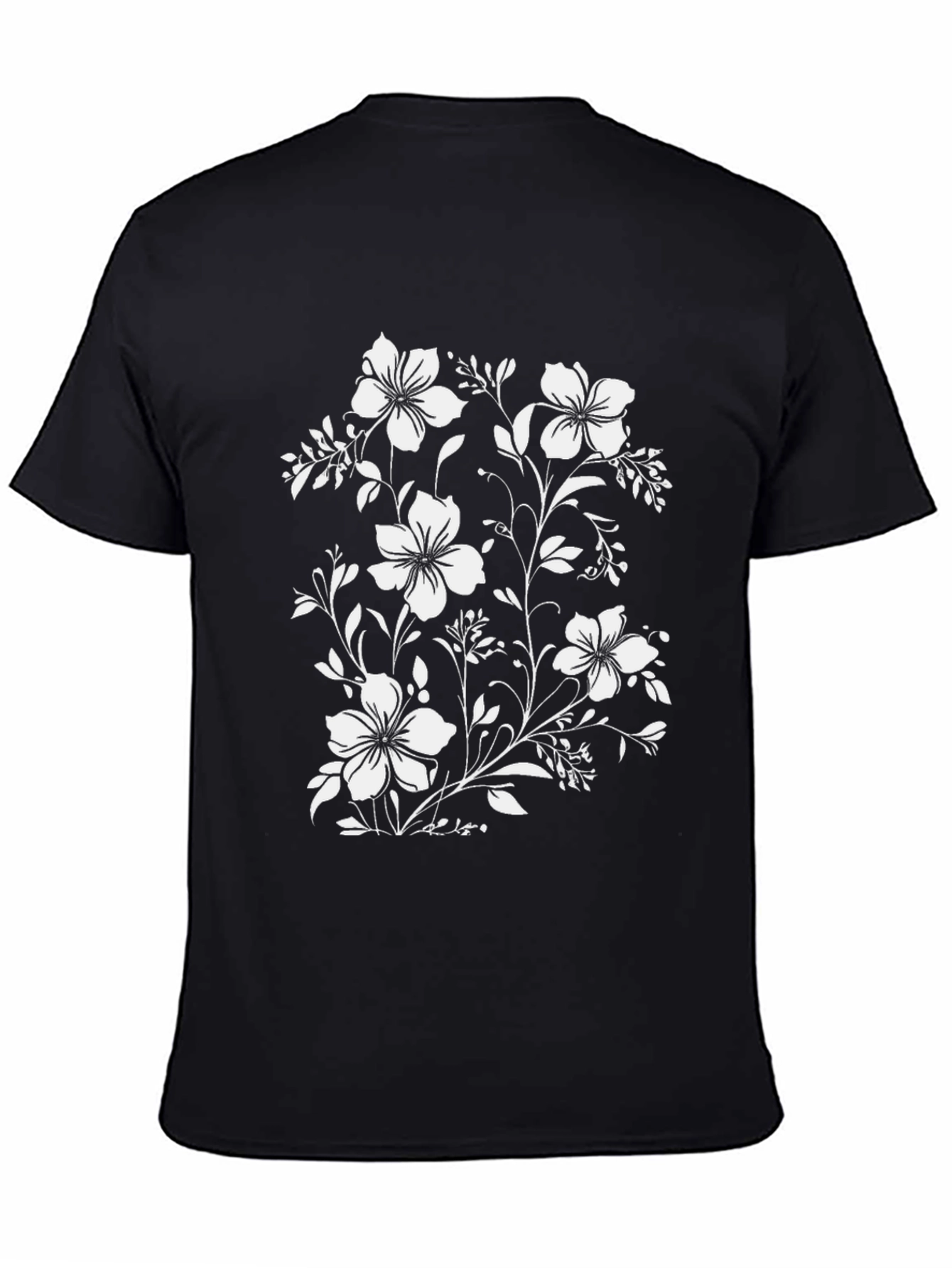 Black Floral Print Black T-Shirt view 4