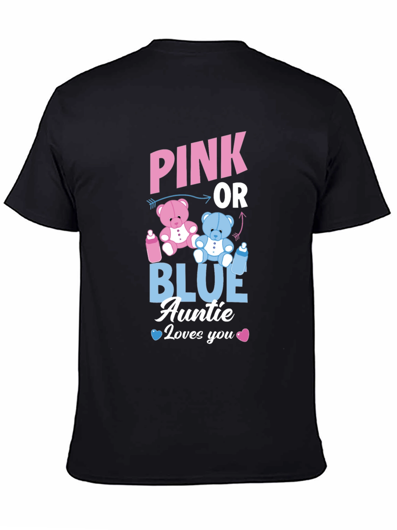 Pink or Blue Auntie Loves You Baby Gender Reveal T-Shirt - 4