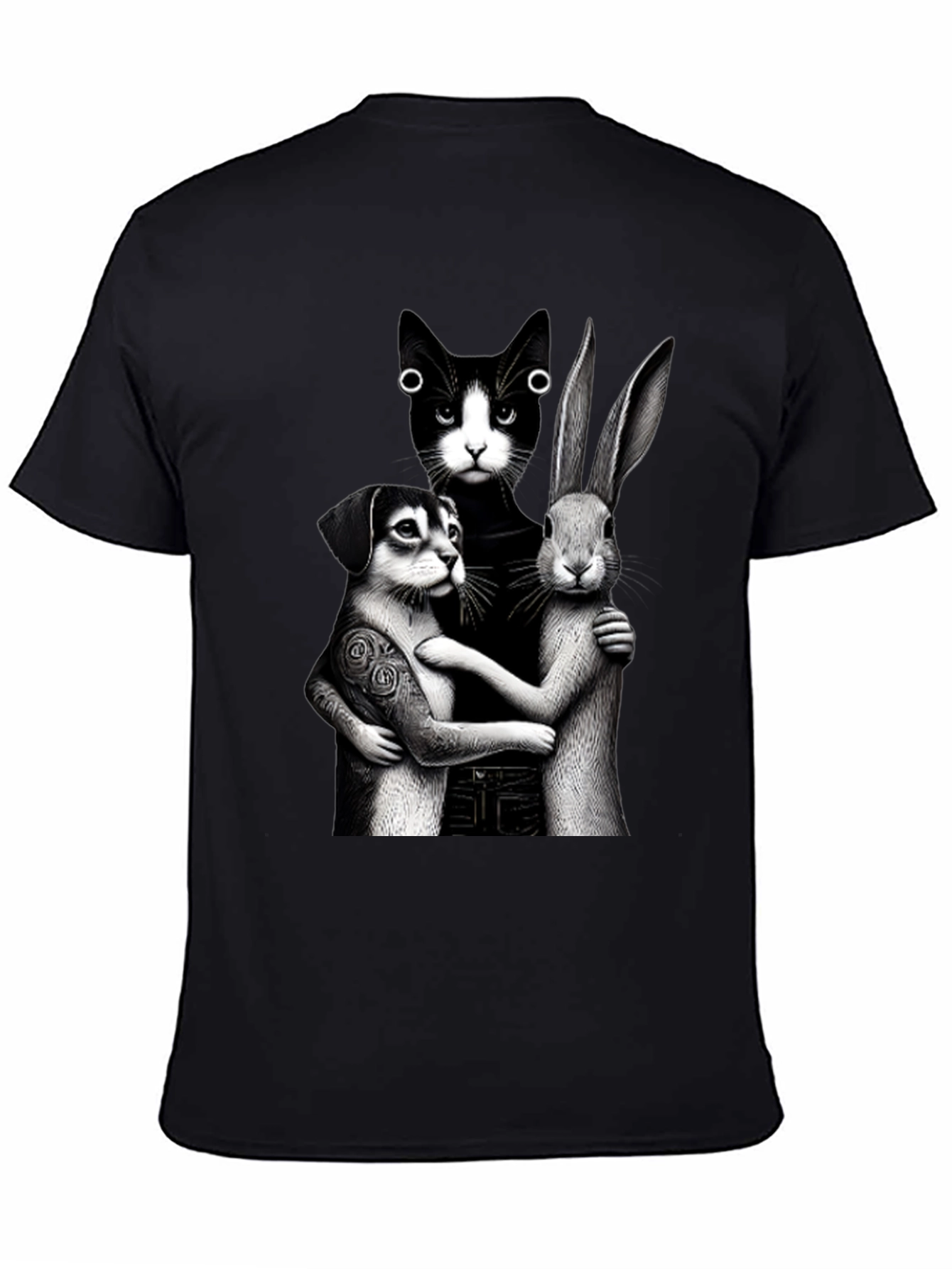 Black Whimsical Animal Trio Graphic Tee view 4