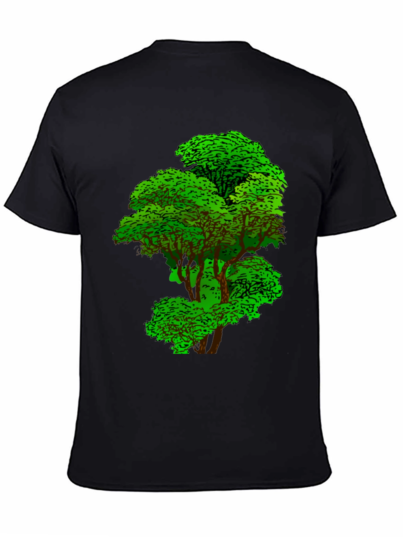 Black Nature Tree Graphic Tee - Black Cotton T-Shirt view 4