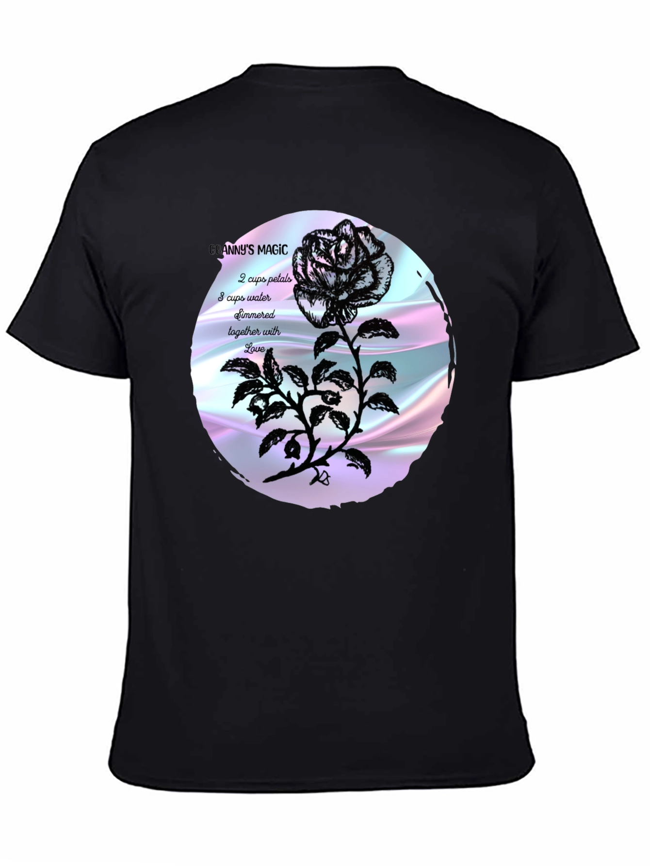 Black Granny's Magic Rose T-Shirt view 4