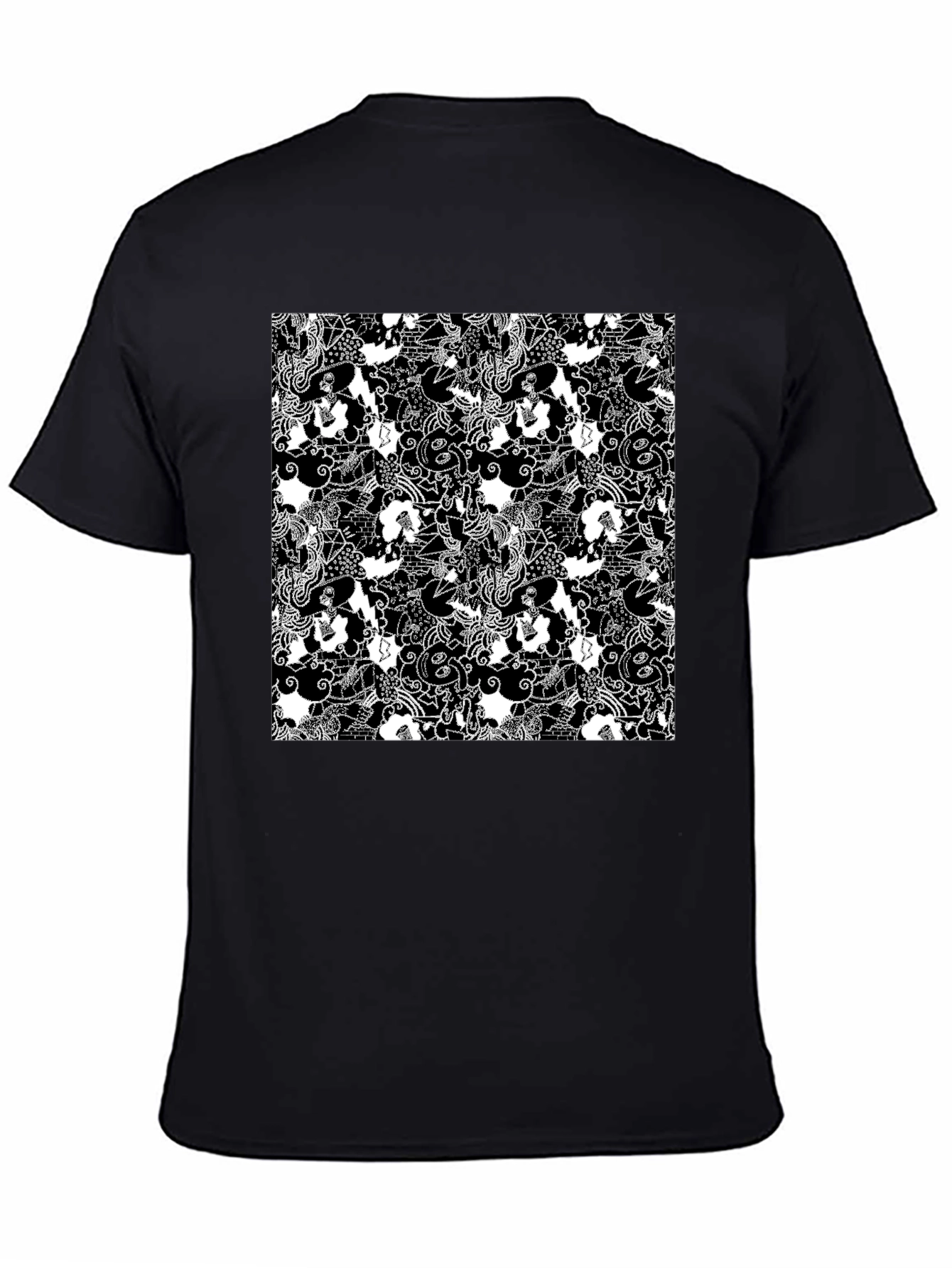 Black Monochrome Patterned T-Shirt view 4