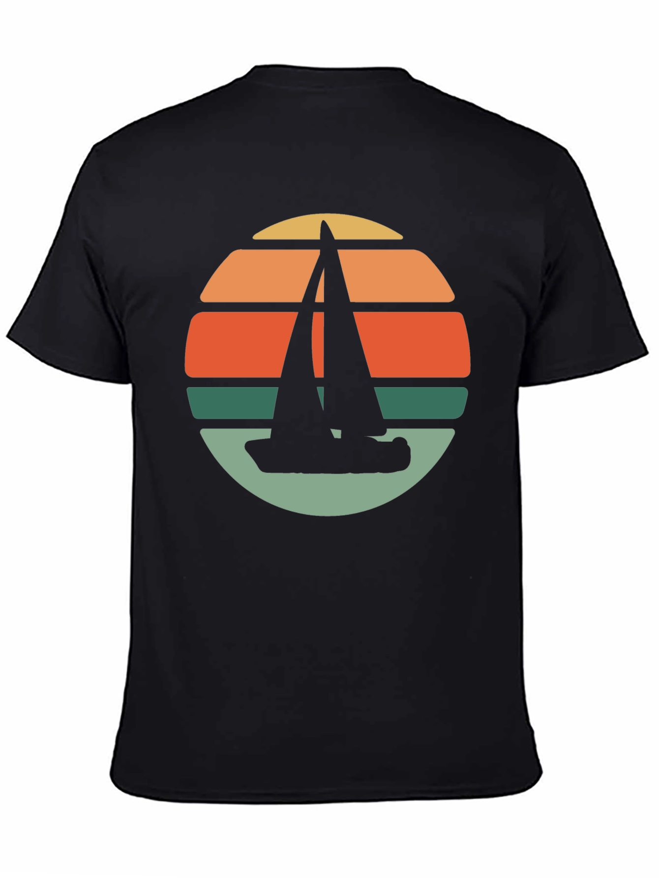 Black Retro Sunset Sailboat T-Shirt - Black view 4