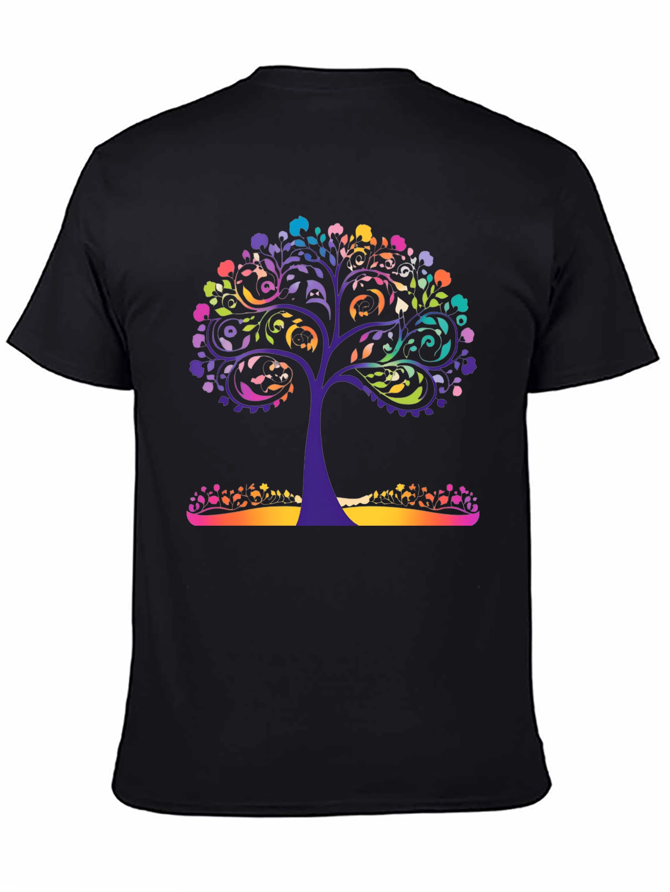 Black Colorful Tree of Life Graphic Tee - Stylish & Unique view 4