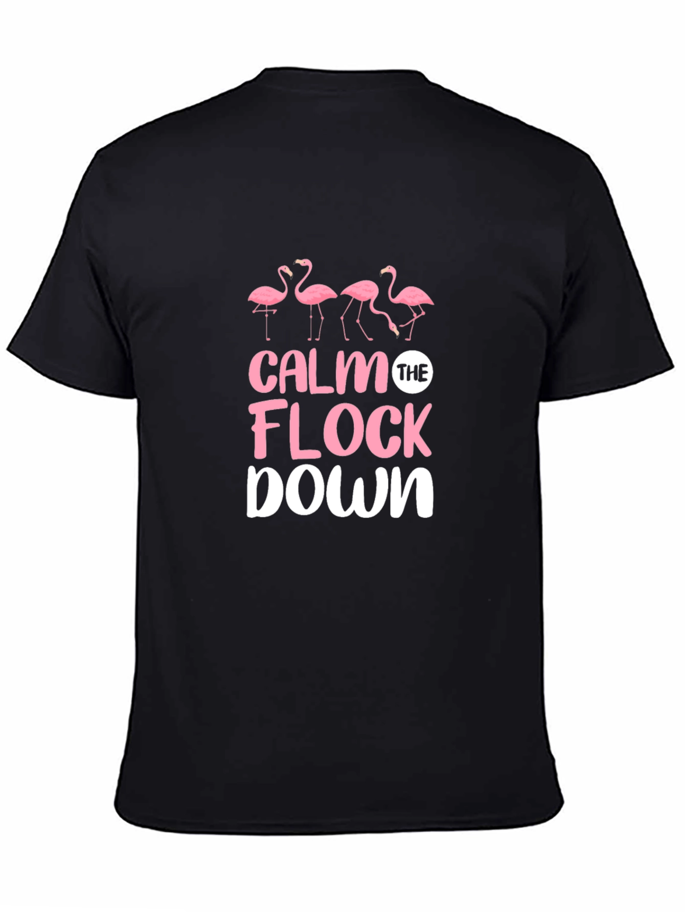 Black Calm The Flock Down Flamingo Graphic Tee view 4
