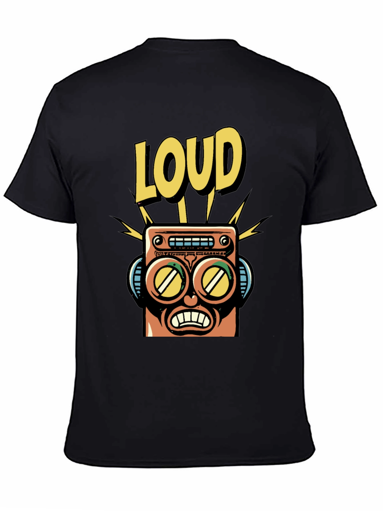 Black LOUD Robot Graphic Tee - Retro Style view 4