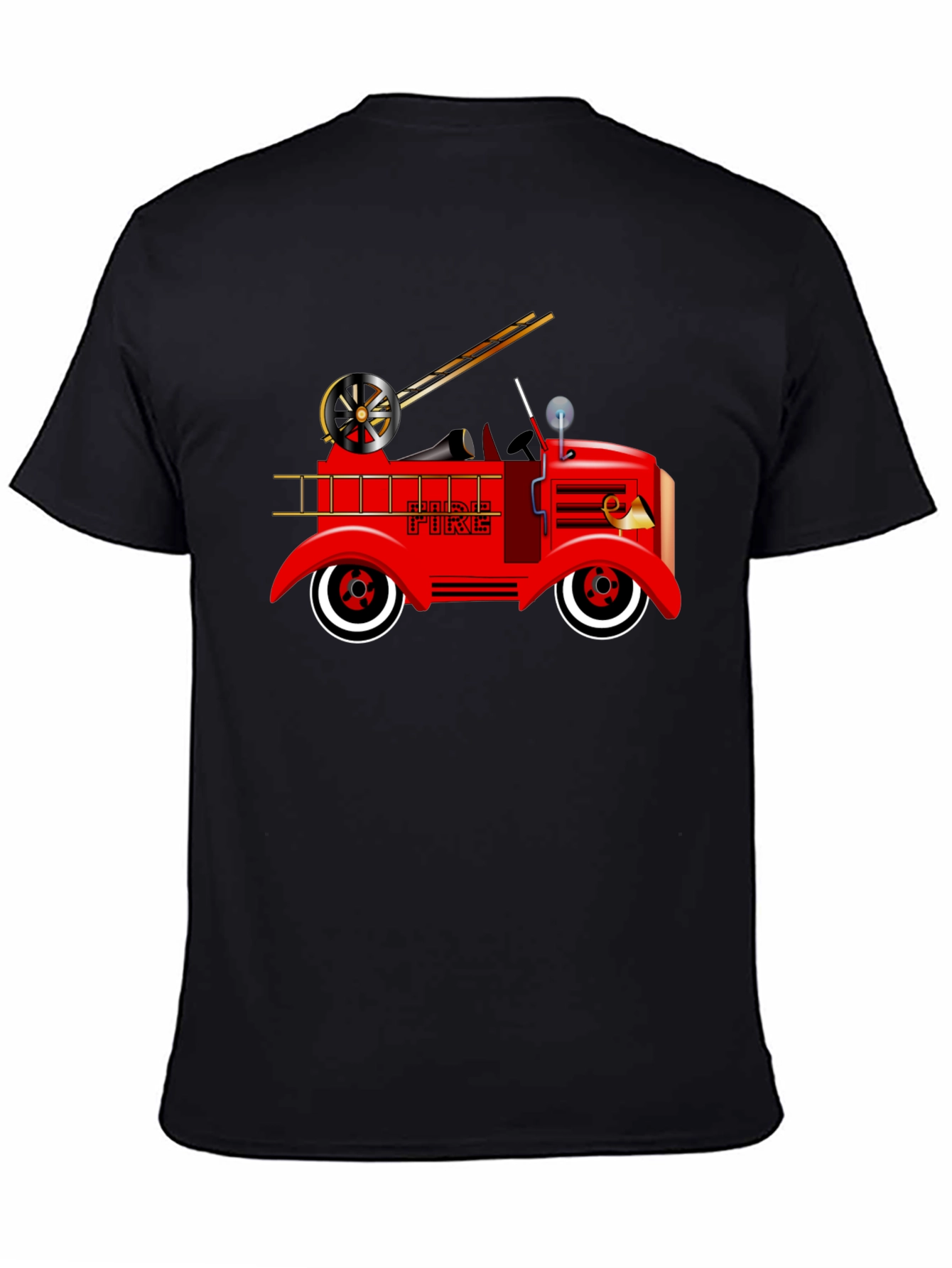 Black Vintage Fire Truck Graphic T-Shirt view 4