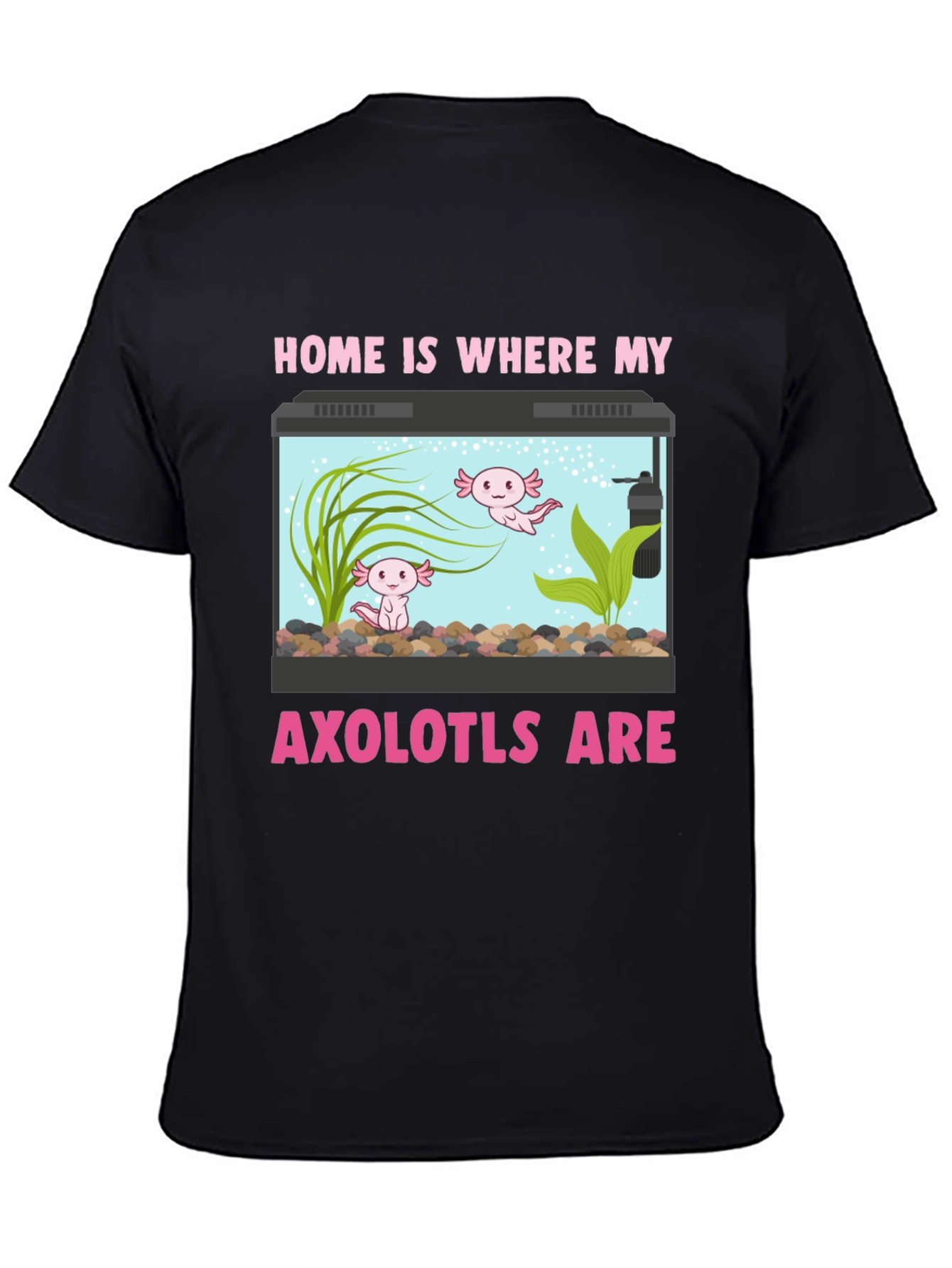 Black Axolotl Aquarium Home T-Shirt view 4