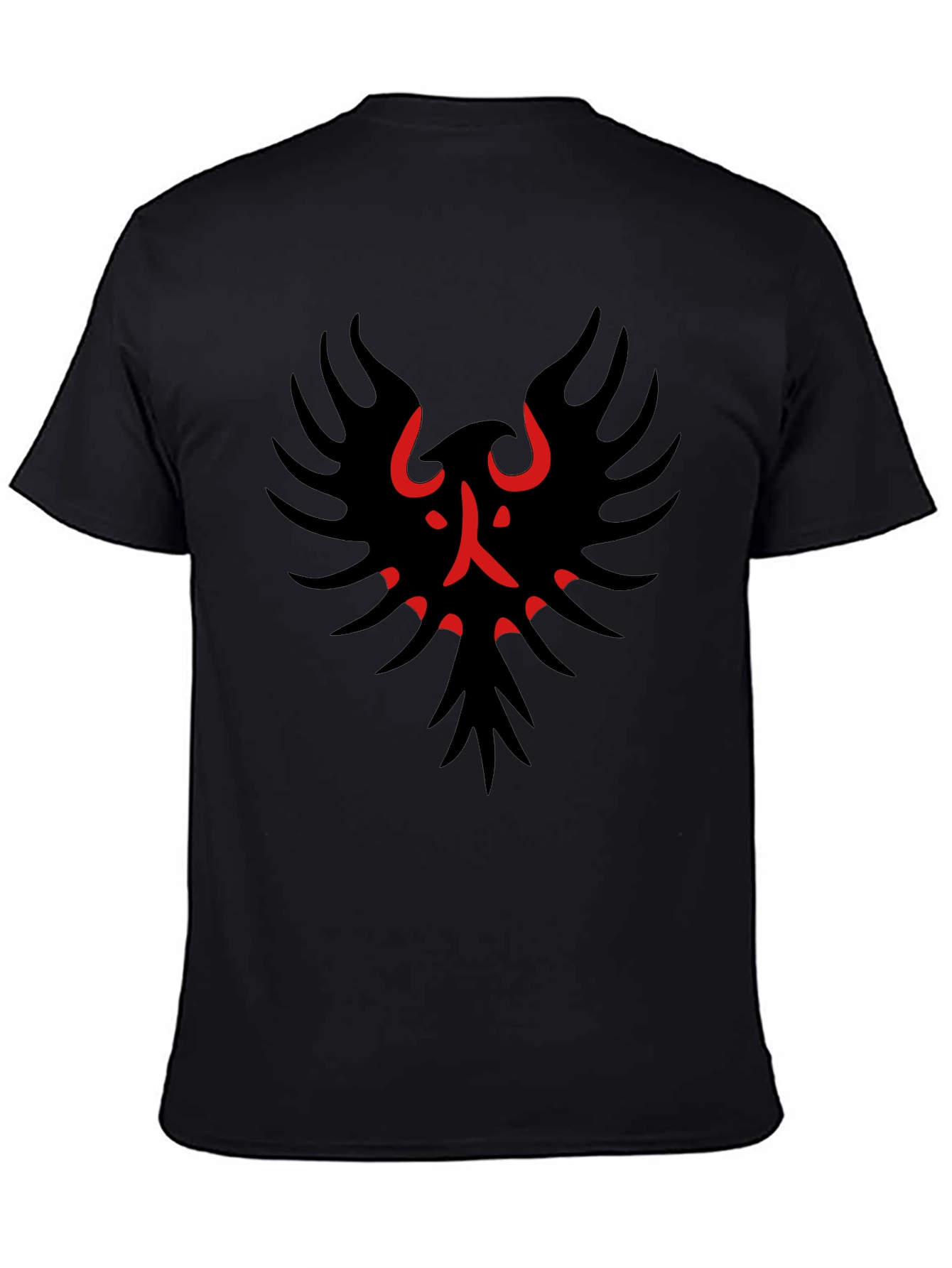 Black Black T-Shirt with Red & Black Bird Graphic view 4