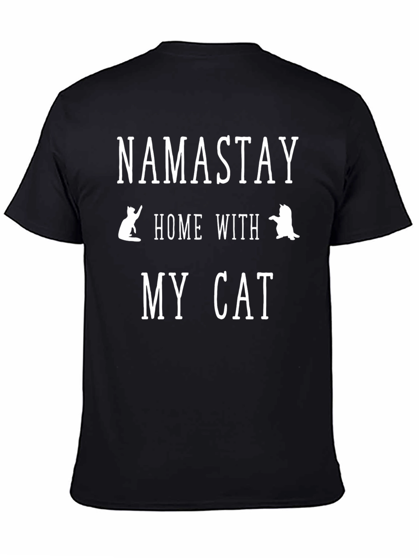 Black Namastay Home With My Cat T-Shirt view 4