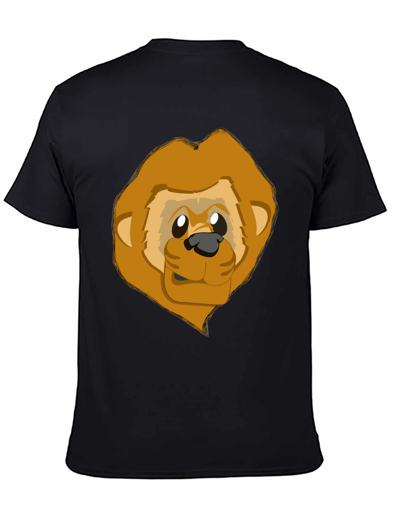Black Cartoon Lion Graphic Black T-Shirt view 4