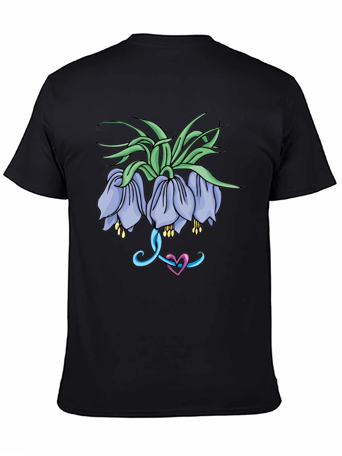 Black Floral Graphic Print Black T-Shirt for Men view 4