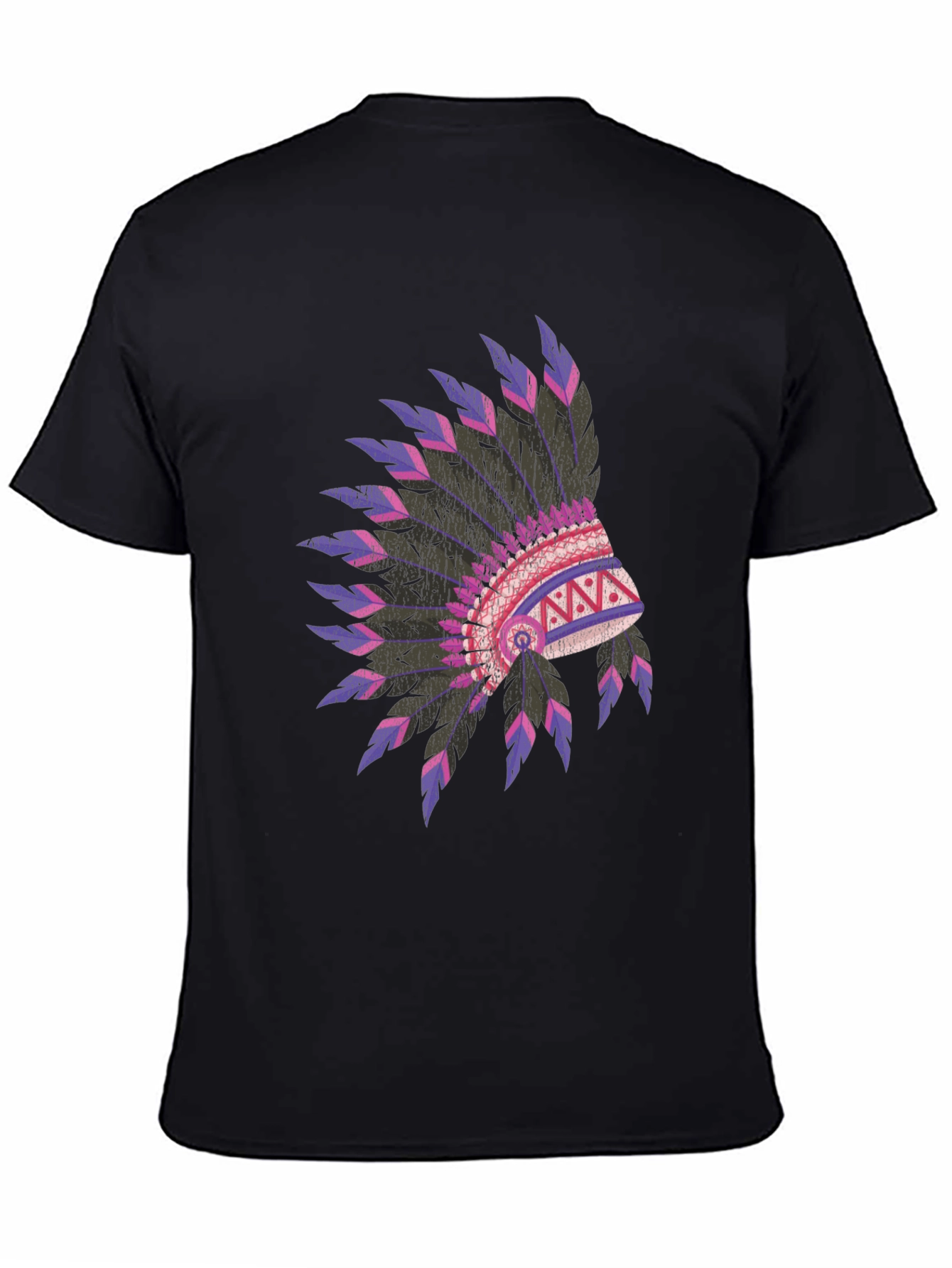 Black Native American Headdress Graphic Black T-Shirt view 4