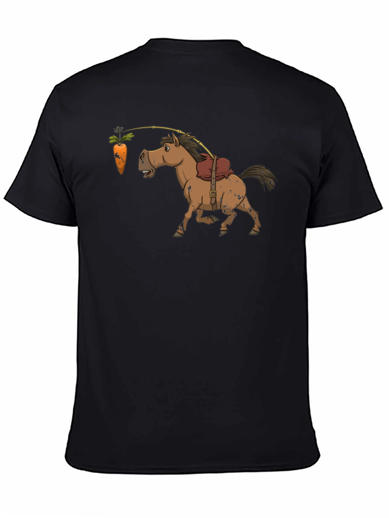 Black Funny Carrot & Horse Graphic T-Shirt view 4