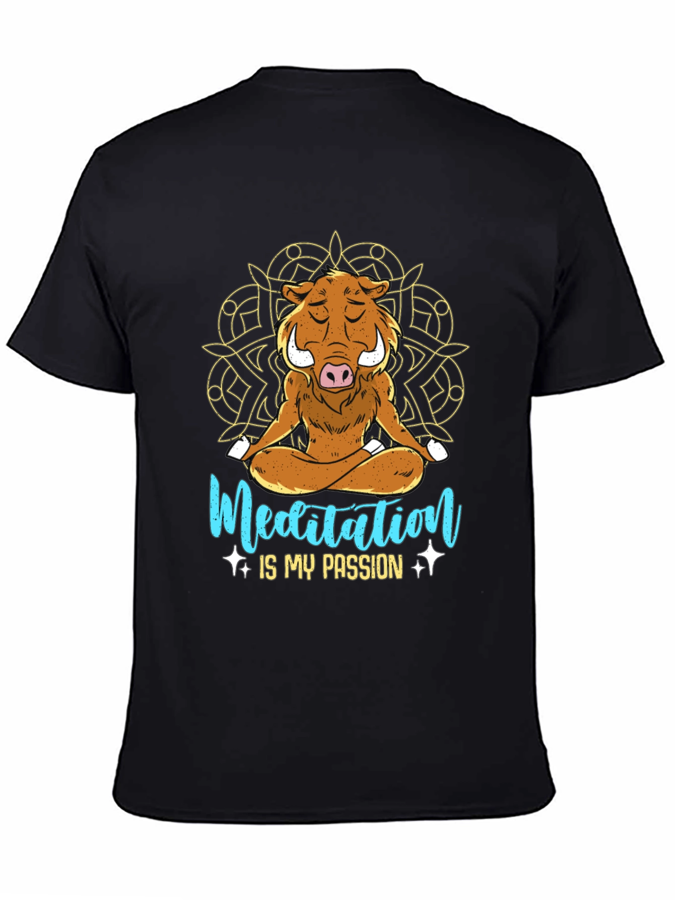 Black Zen Boar Meditation T-Shirt - Relax & Find Your Inner Peace view 4