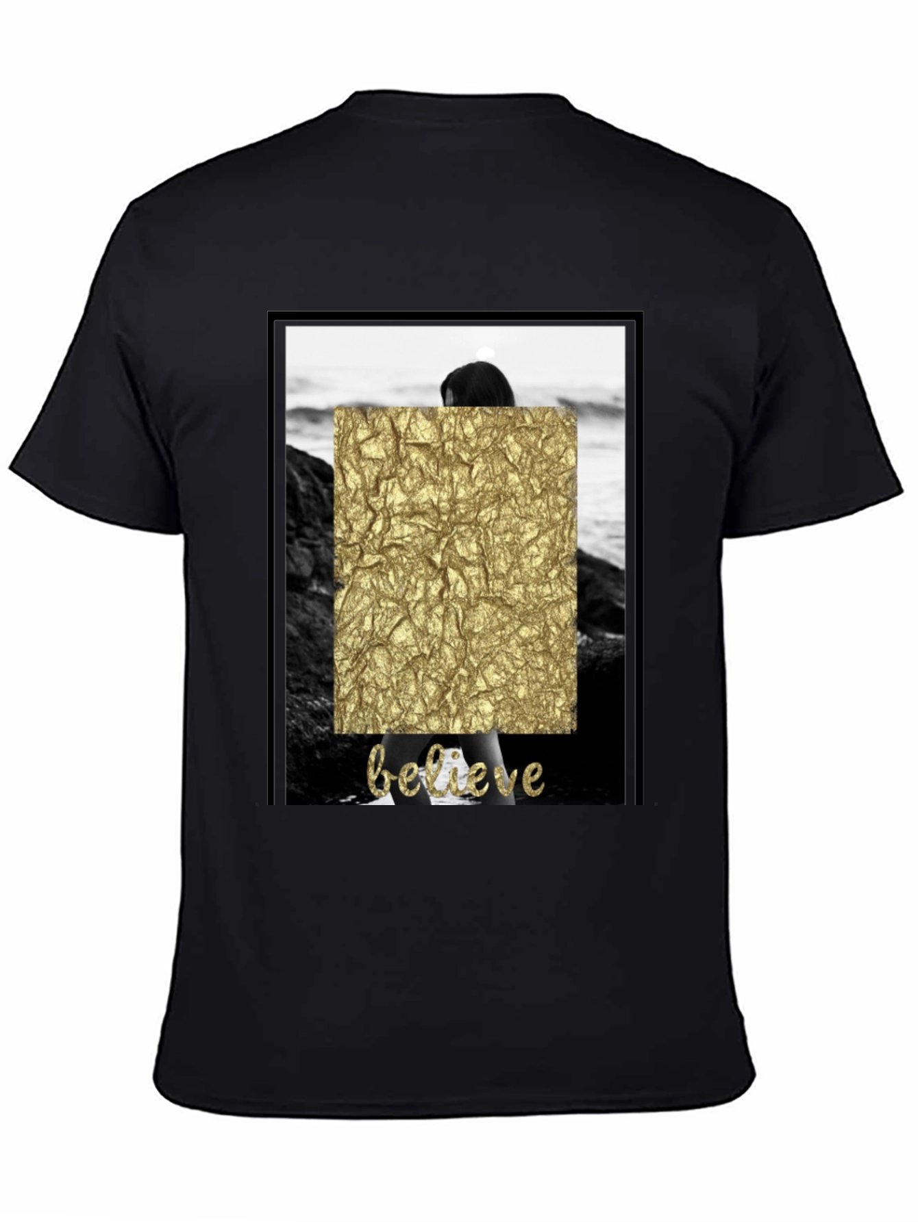 Black Believe Graphic Tee - Stylish Crew Neck T-Shirt view 4