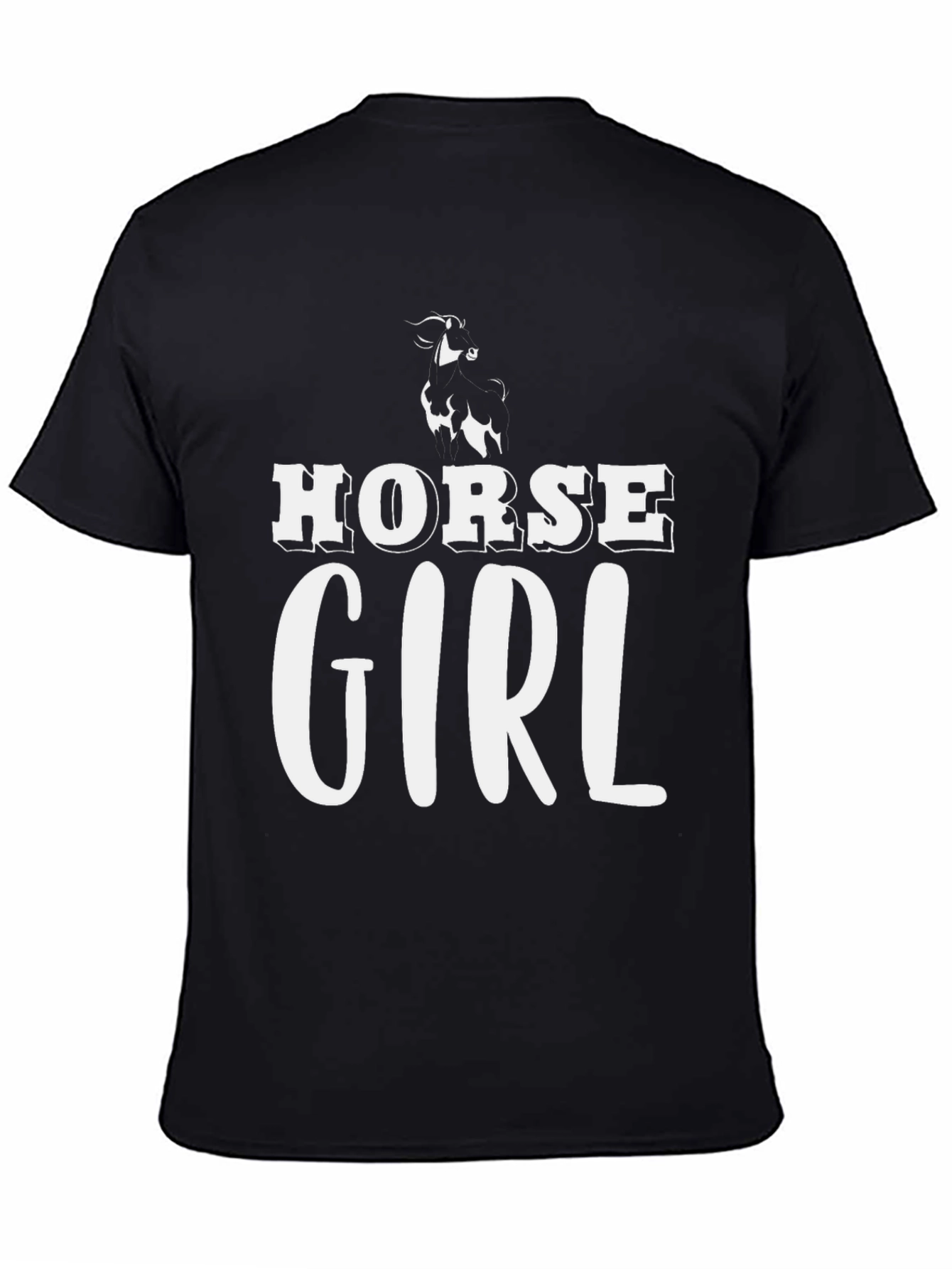 Black Horse Girl Tee - Black Graphic T-Shirt view 4