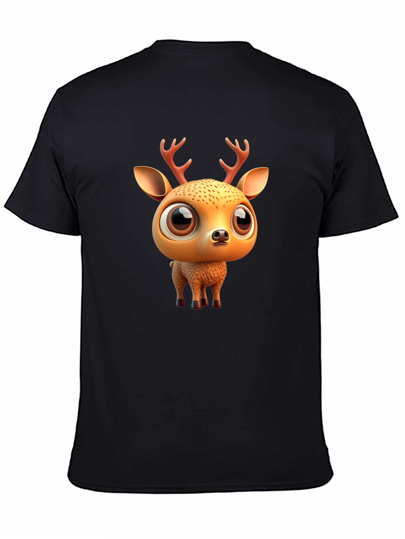 Black Cute Deer Graphic Tee view 4