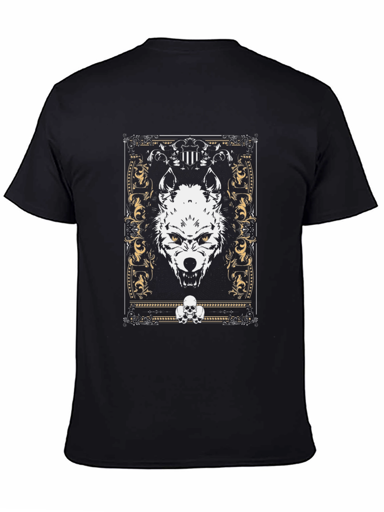 Black Wolf Graphic Print Black T-Shirt view 4