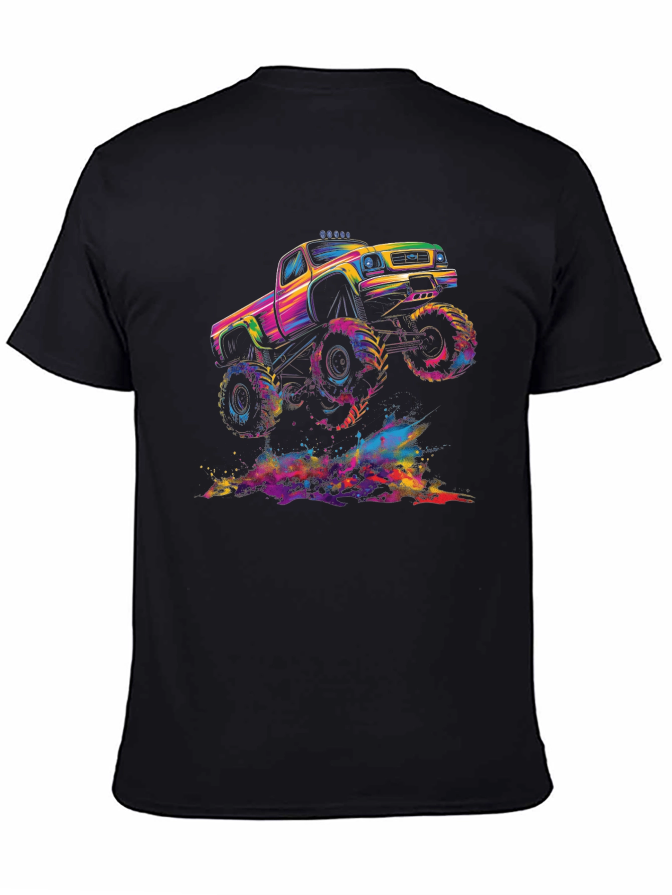 Black Monster Truck Black T-Shirt: Colorful Off-Road Fun view 4