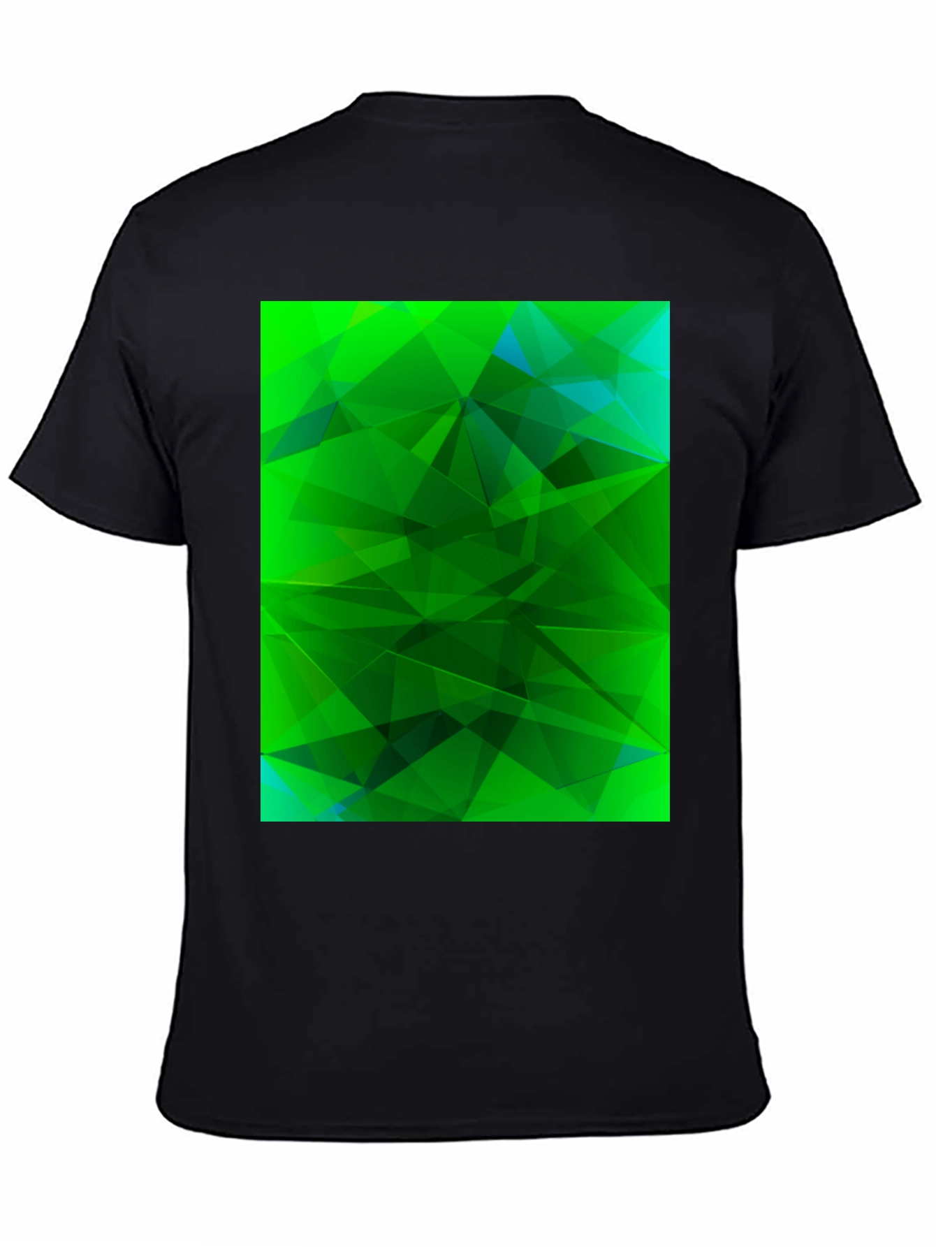 Black Abstract Geometric Green T-Shirt view 4