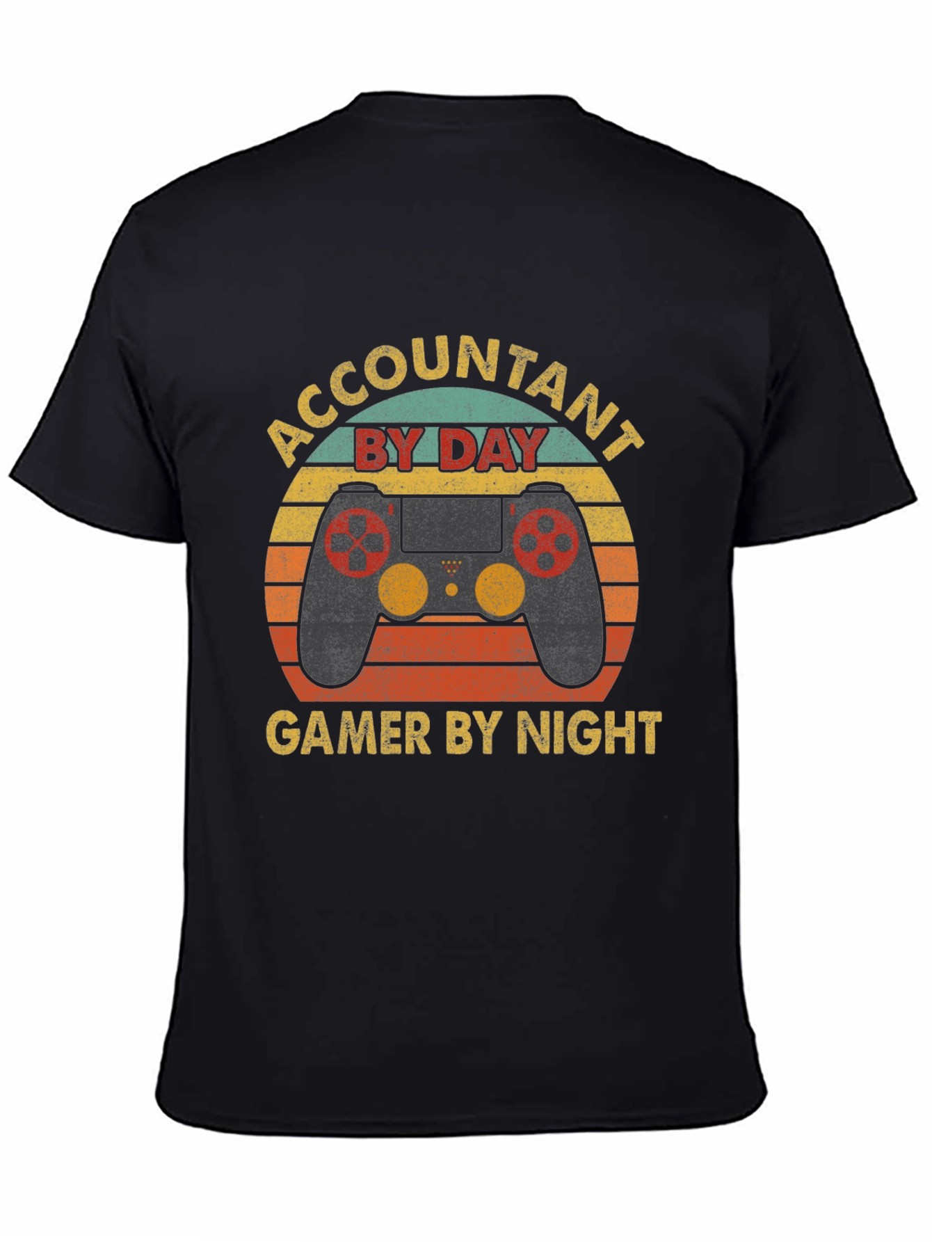 Black Accountant By Day Gamer By Night Black T-Shirt view 4