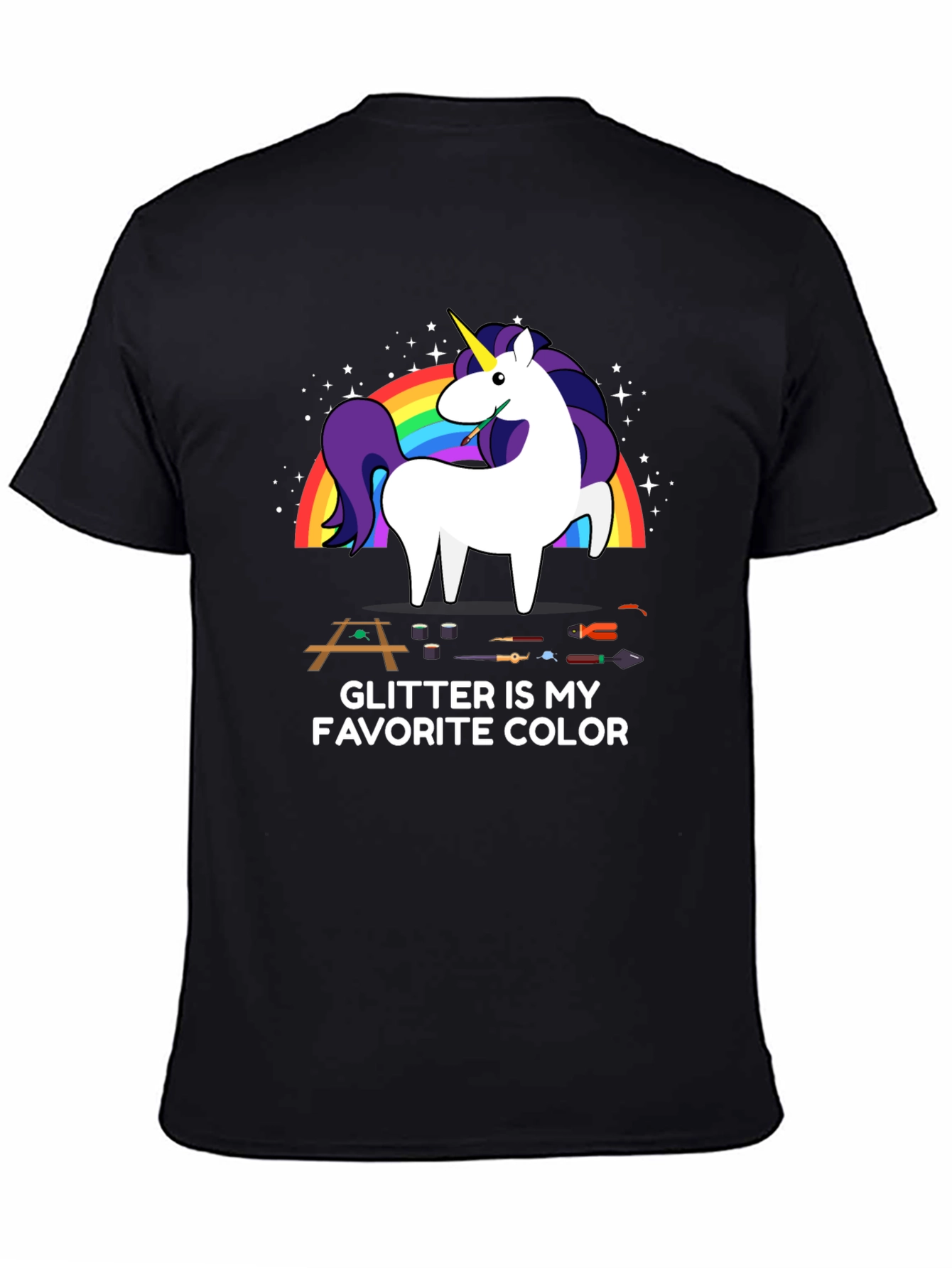 Black Glitter Is My Favorite Color T-Shirt Unicorn Carpenter view 4