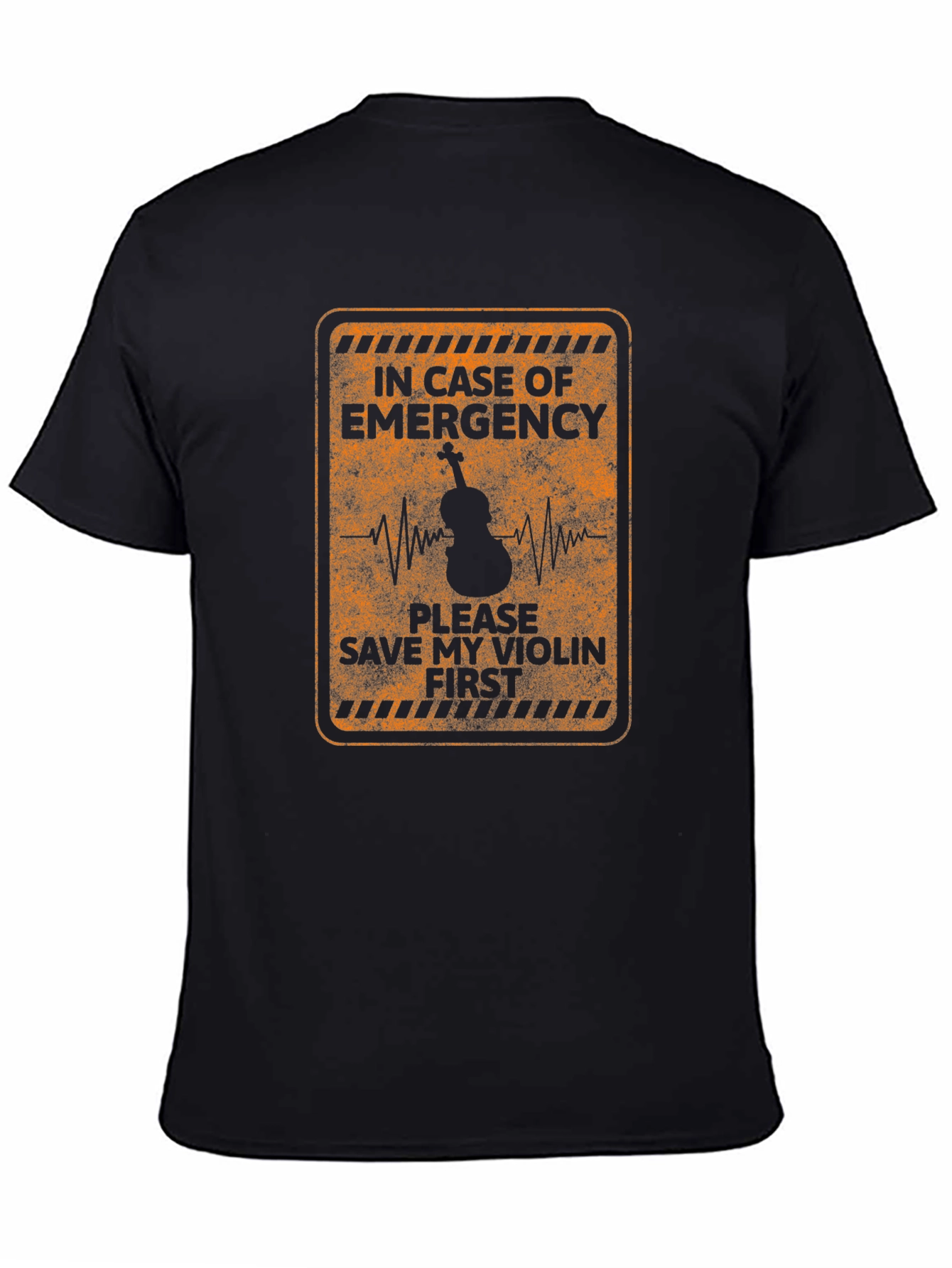 Black Emergency Violin T-Shirt - Music Lover Tee view 4