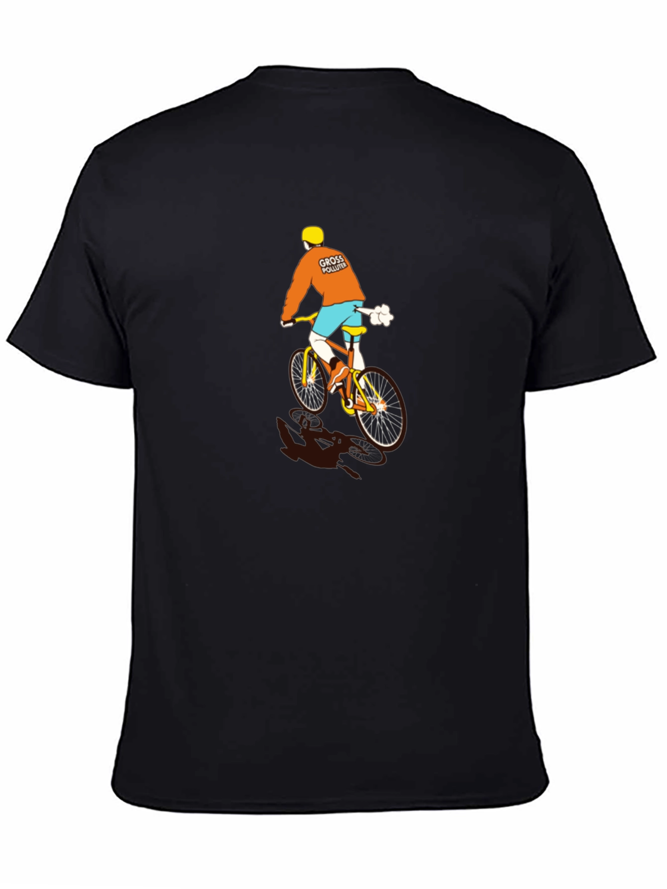 Black Funny Gross Polluter Biker Black T-Shirt view 4