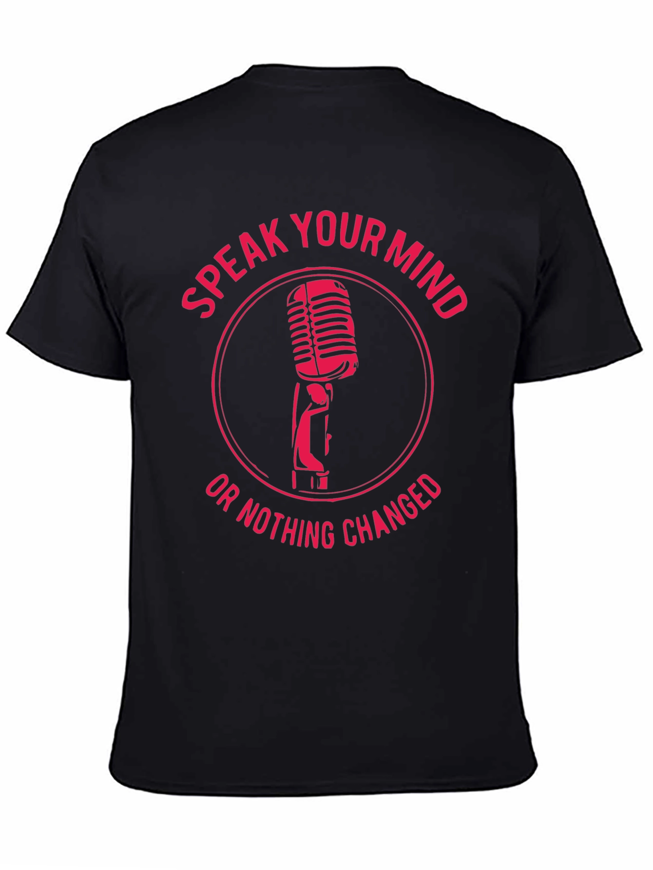 Black Speak Your Mind Tee - Retro Microphone Graphic T-Shirt view 4