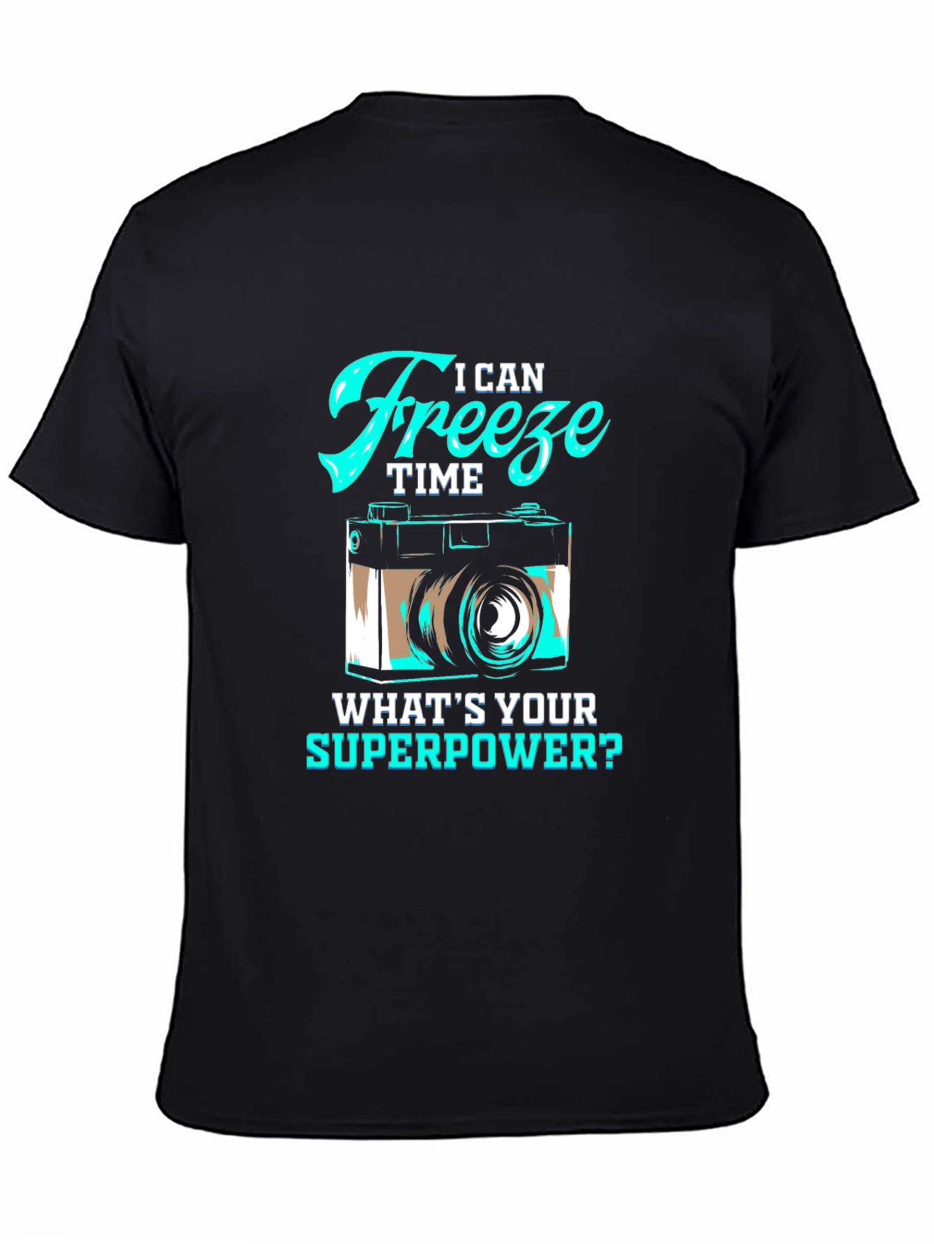 Black I Can Freeze Time Camera Graphic T-Shirt view 4