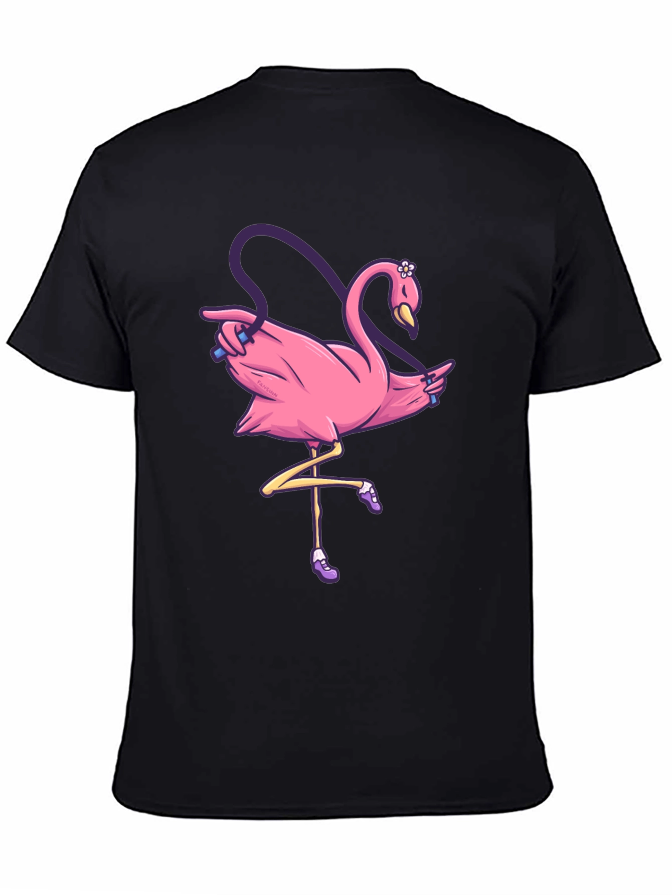 Black Pink Flamingo Jump Rope T-Shirt view 4