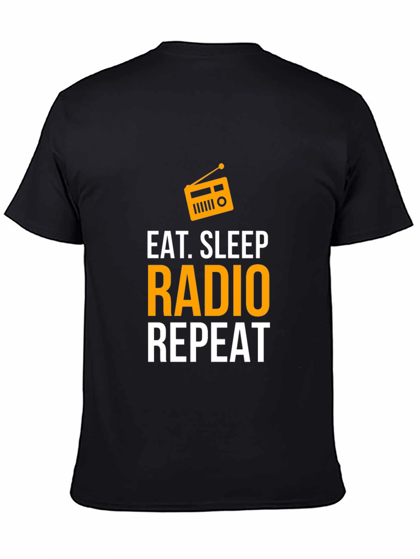 Black Eat Sleep Radio Repeat T-Shirt - Radio Lover Tee view 4