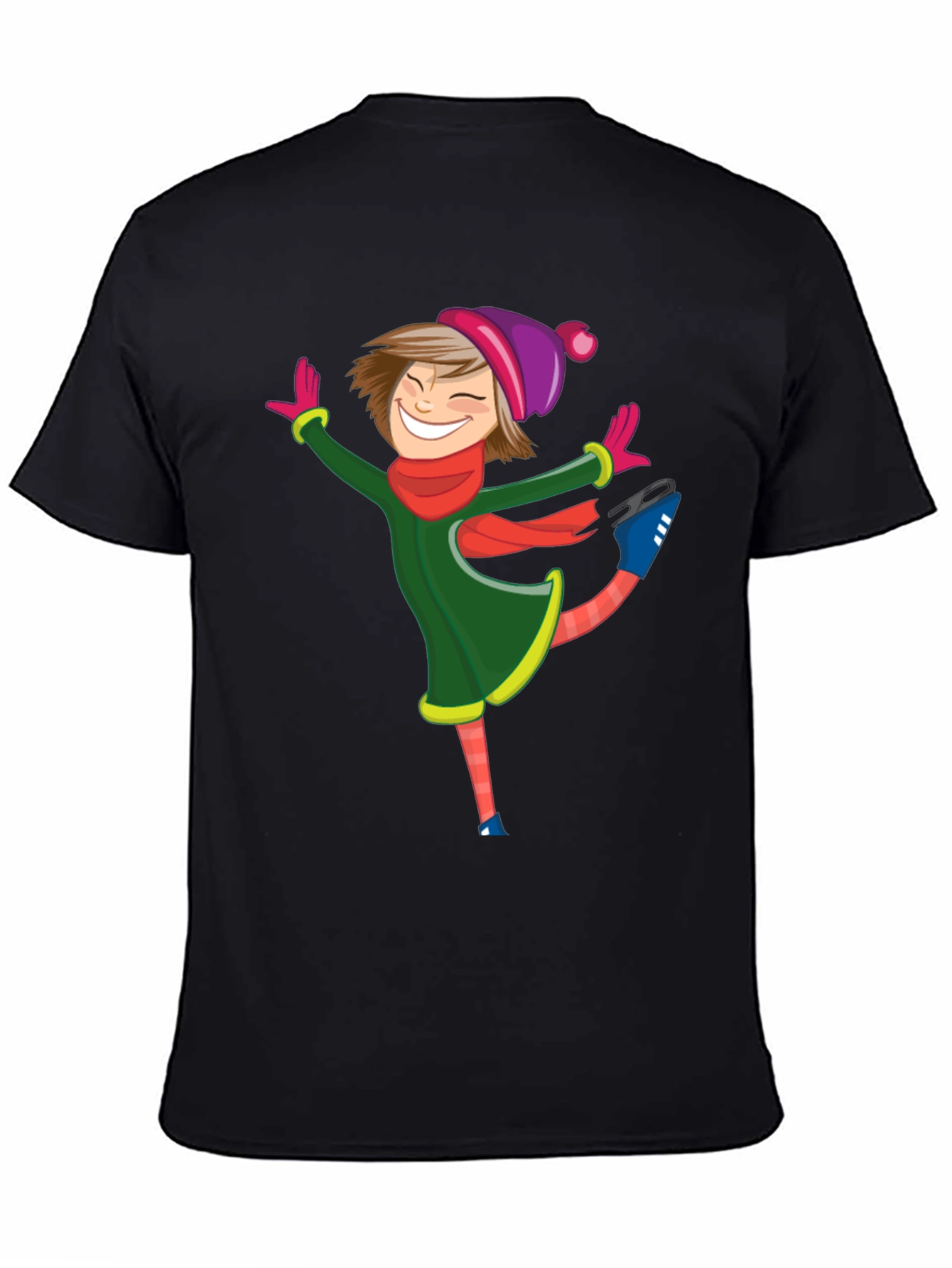 Black Skating Girl Graphic Tee - Black Cotton Blend Shirt view 4