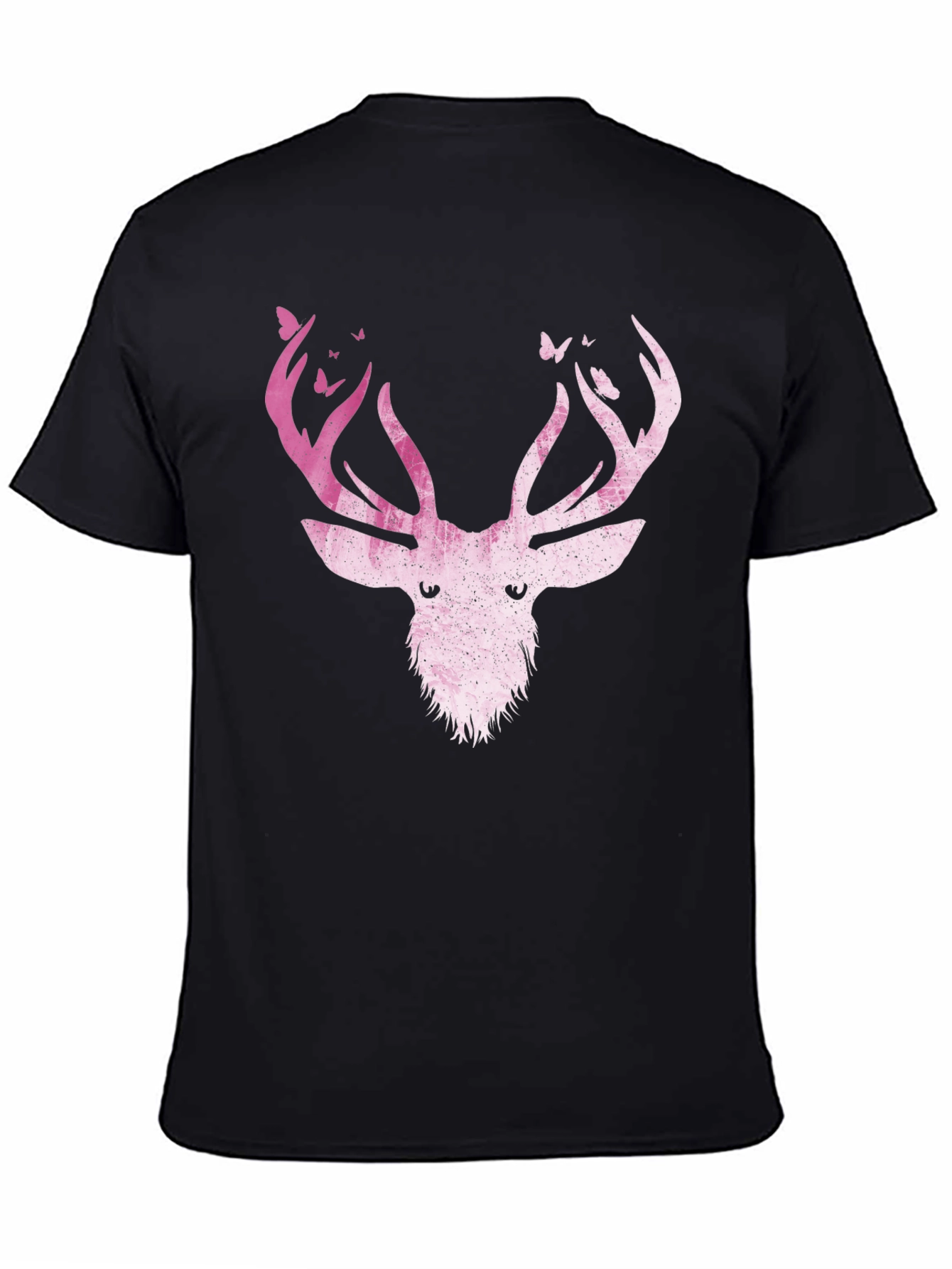 Black Deer Antler Butterfly Graphic T-Shirt view 4