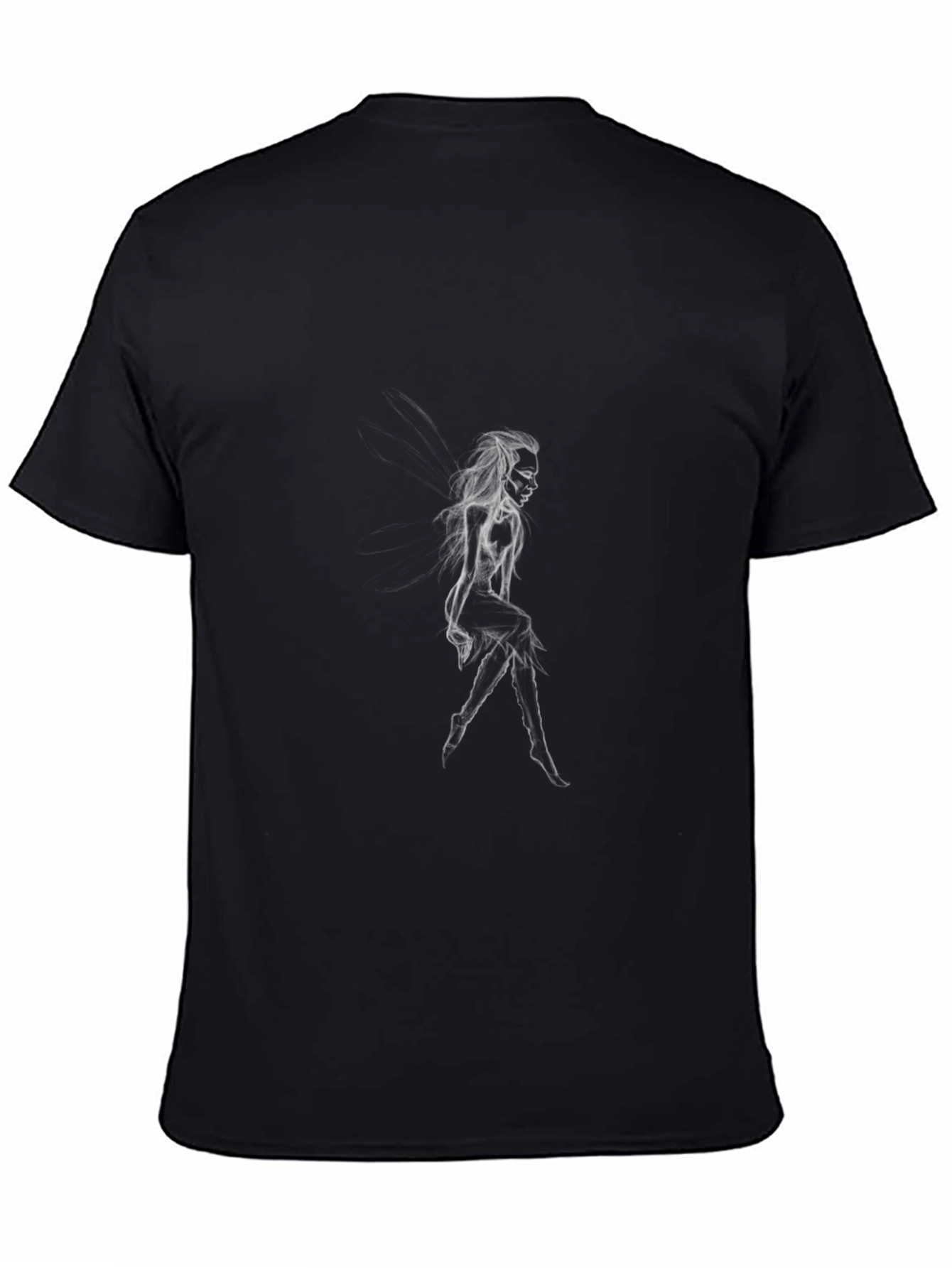 Black Unique Fairy Graphic Black T-Shirt view 4